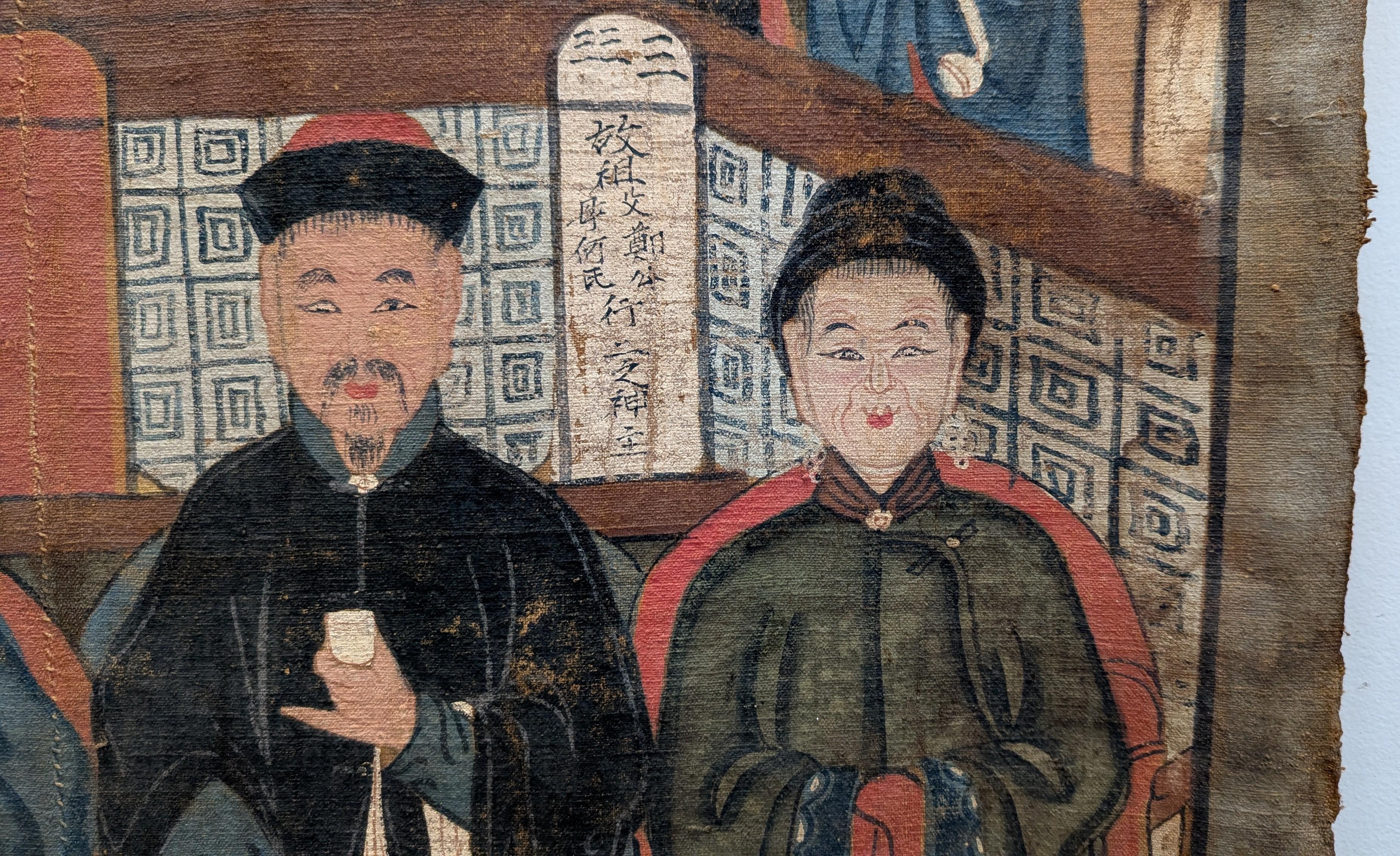 19th Century Ancestor Painting on Cloth For Sale 3