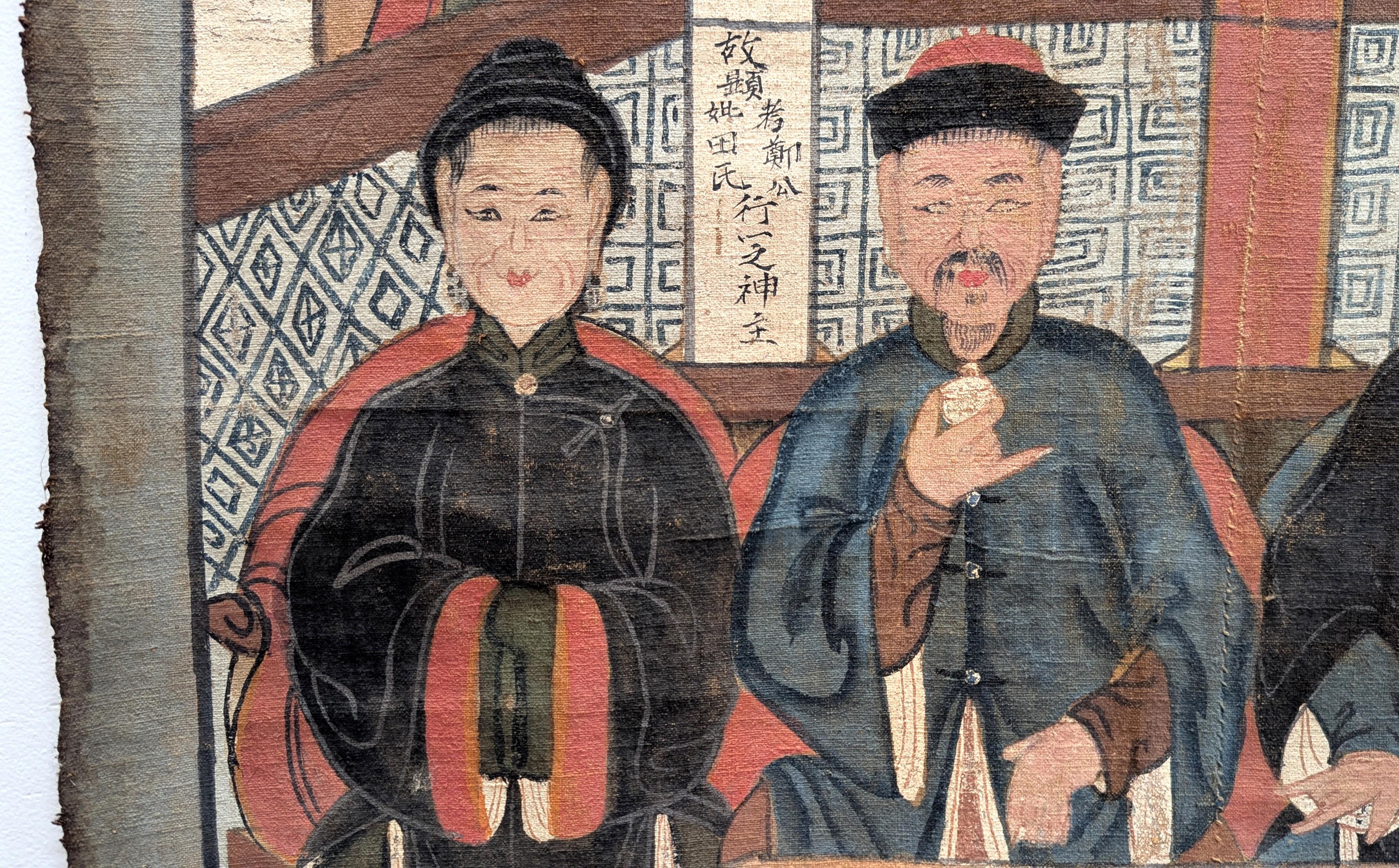 19th Century Ancestor Painting on Cloth For Sale 4
