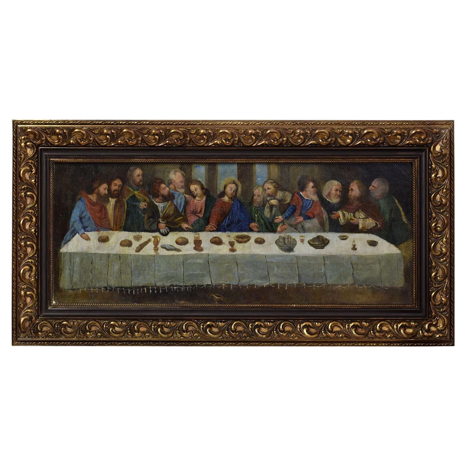 19th Century Ancient Painting, the Last Supper, 1G02 For Sale