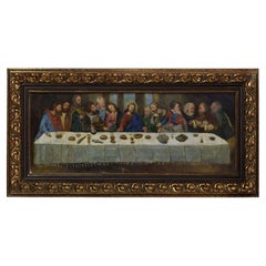 Antique 19th Century Ancient Painting, the Last Supper, 1G02