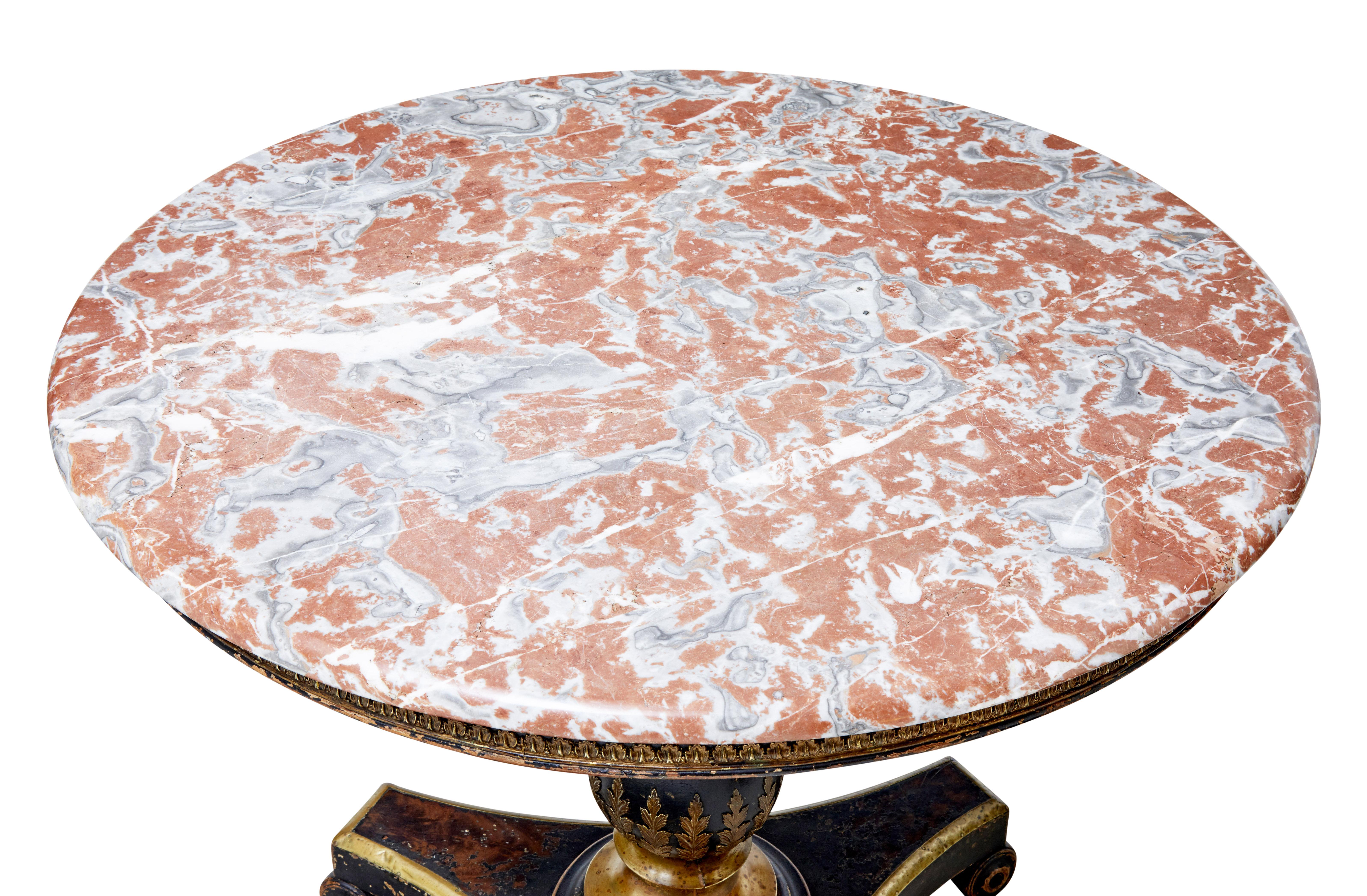 19th Century and Later Ebonized Marble-Top Center Table In Good Condition In Debenham, Suffolk