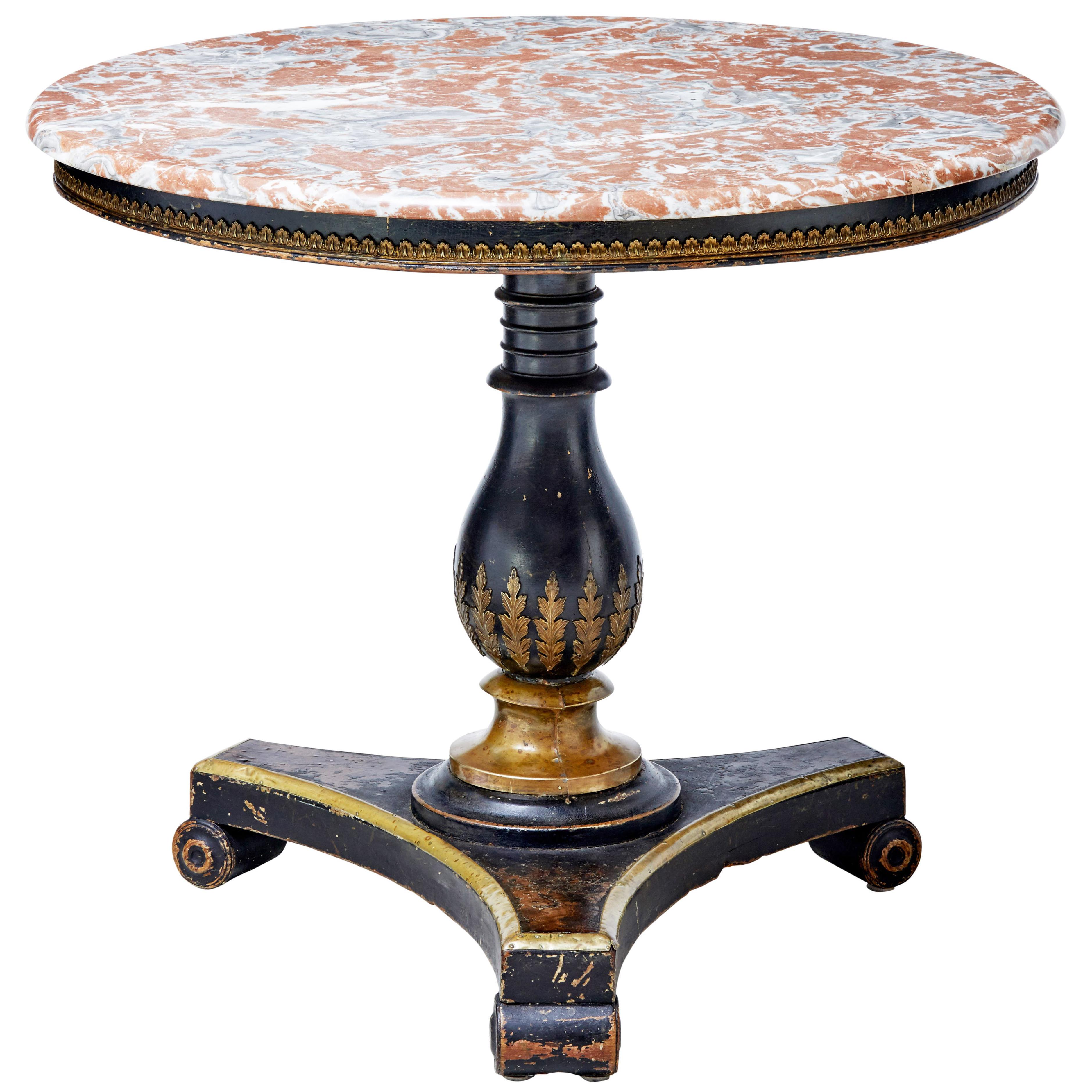 19th Century and Later Ebonized Marble-Top Center Table