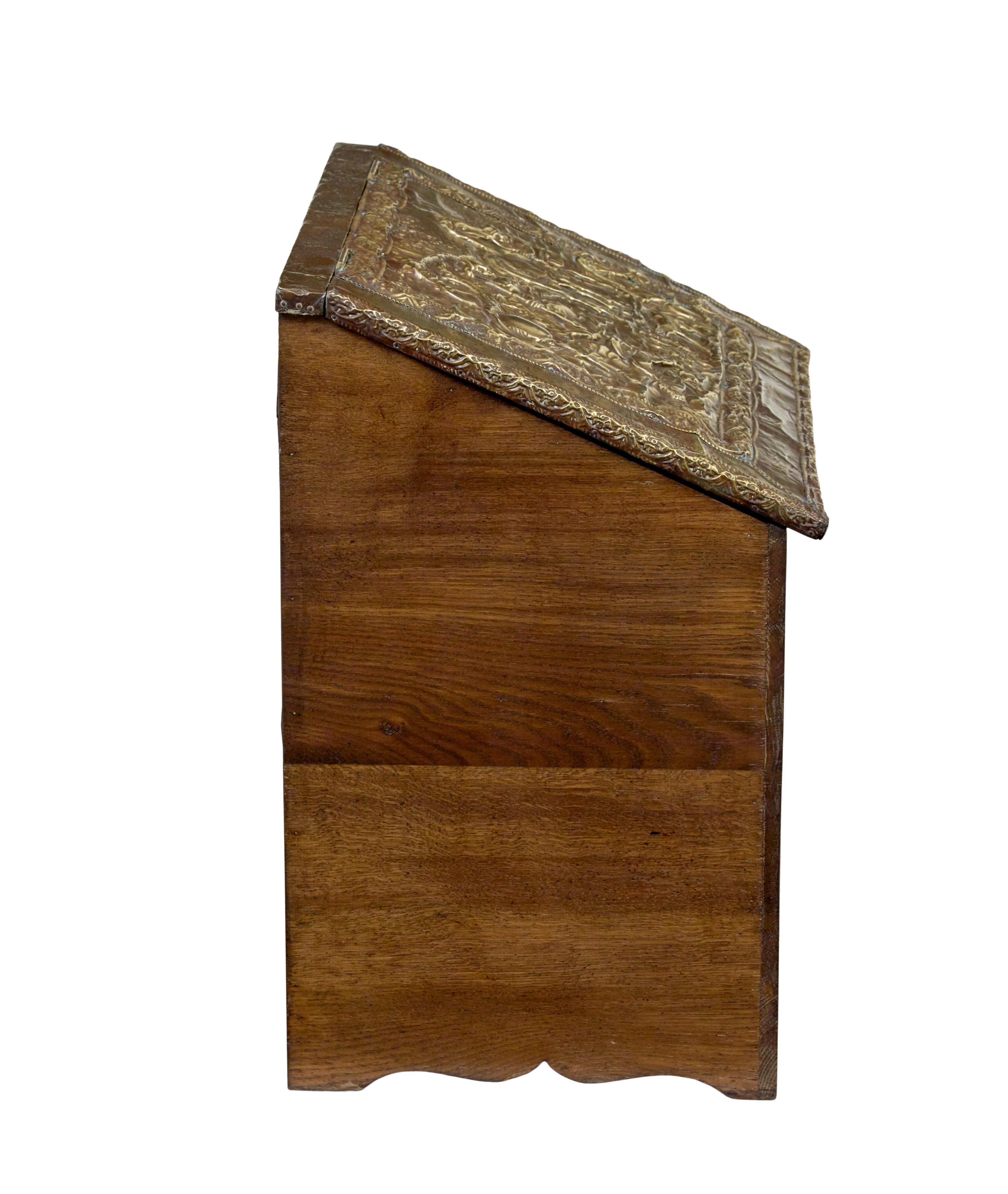 19th Century and later oak and brass storage box In Good Condition For Sale In Debenham, Suffolk