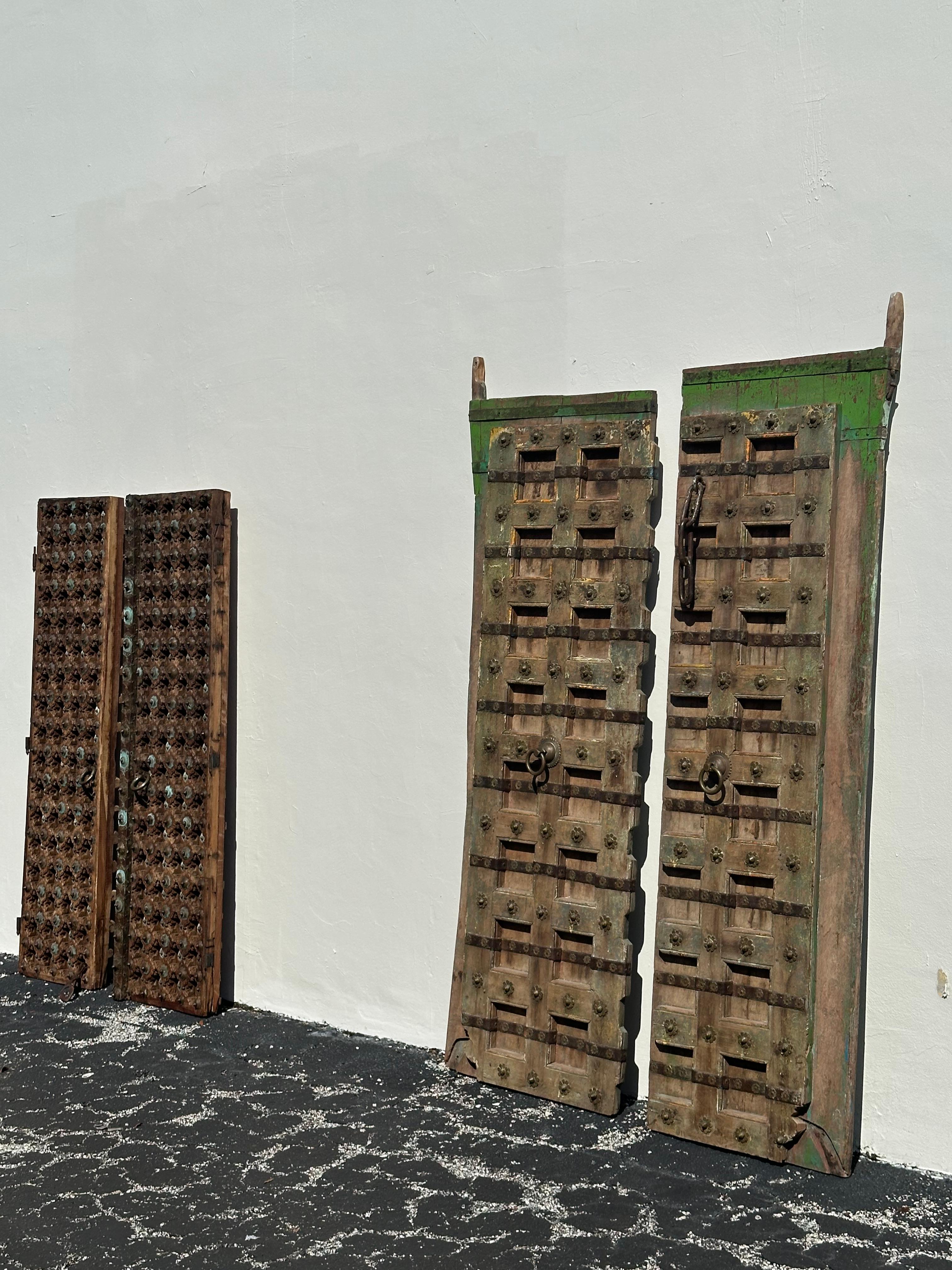 19th Century Anglo architectural Iron Brass Wood Handcrafted Temple Entry Doors For Sale 5