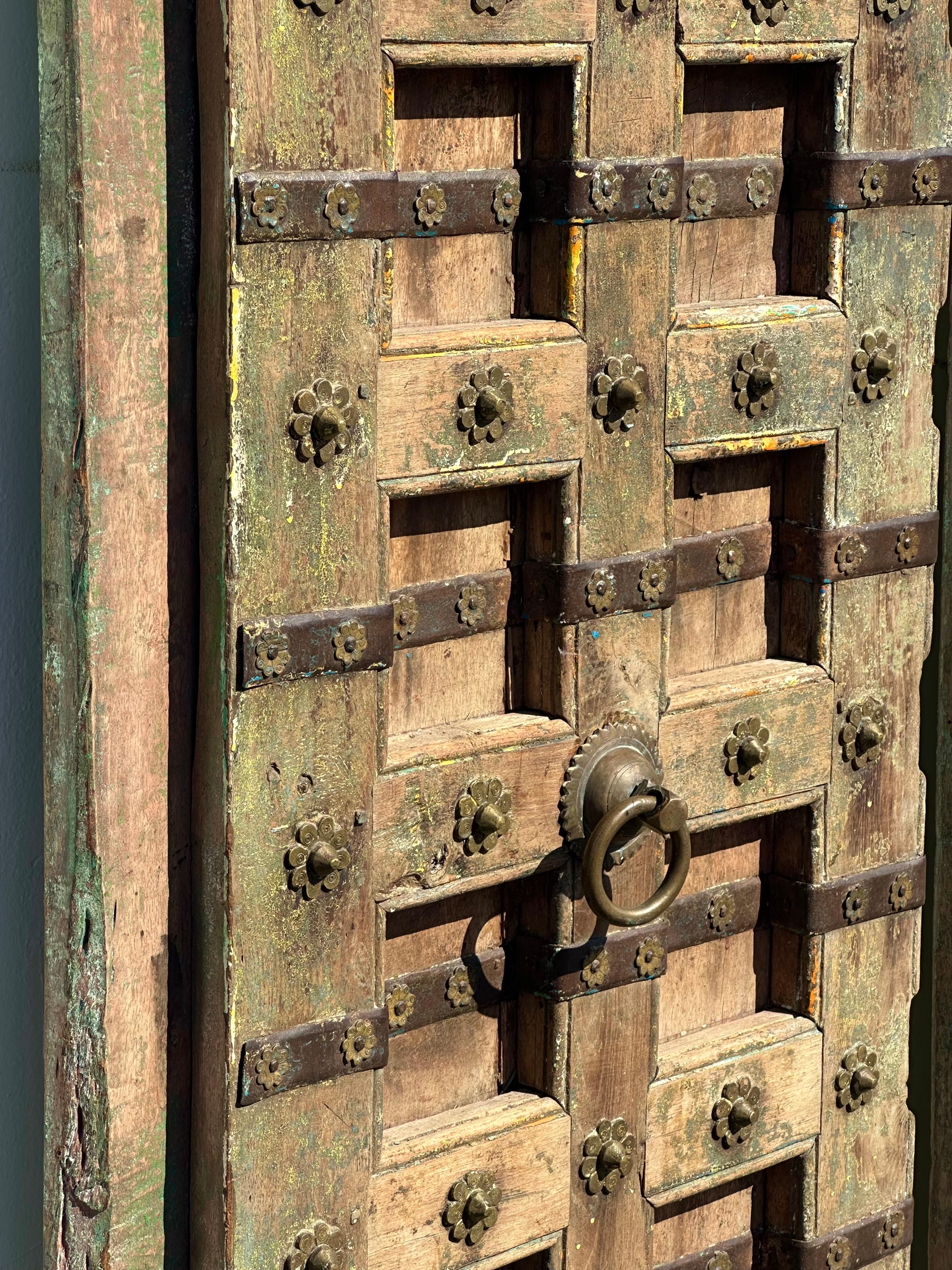 19th Century Anglo architectural Iron Brass Wood Handcrafted Temple Entry Doors For Sale 1