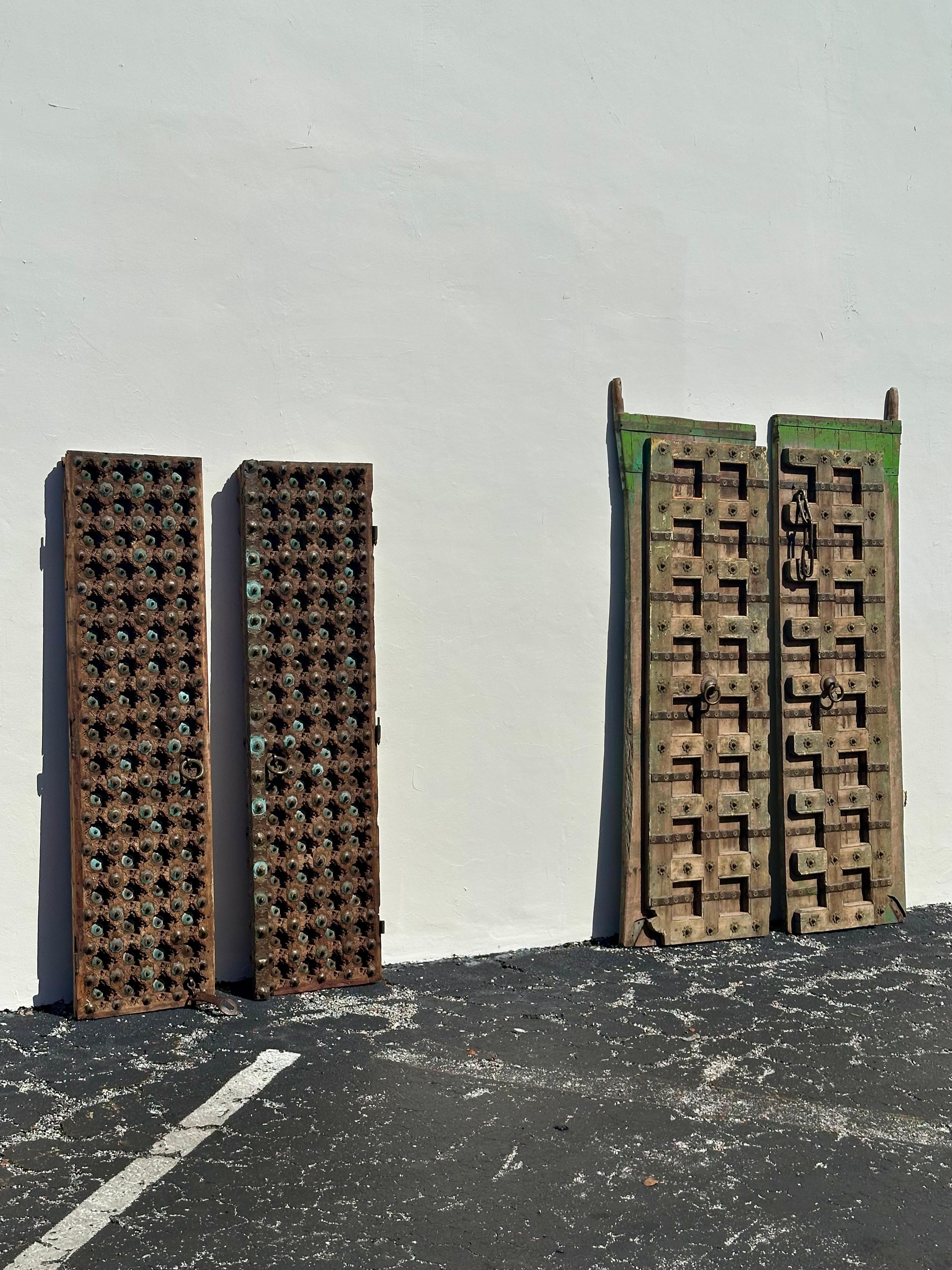 19th Century Anglo architectural Iron Brass Wood Handcrafted Temple Entry Doors For Sale 2