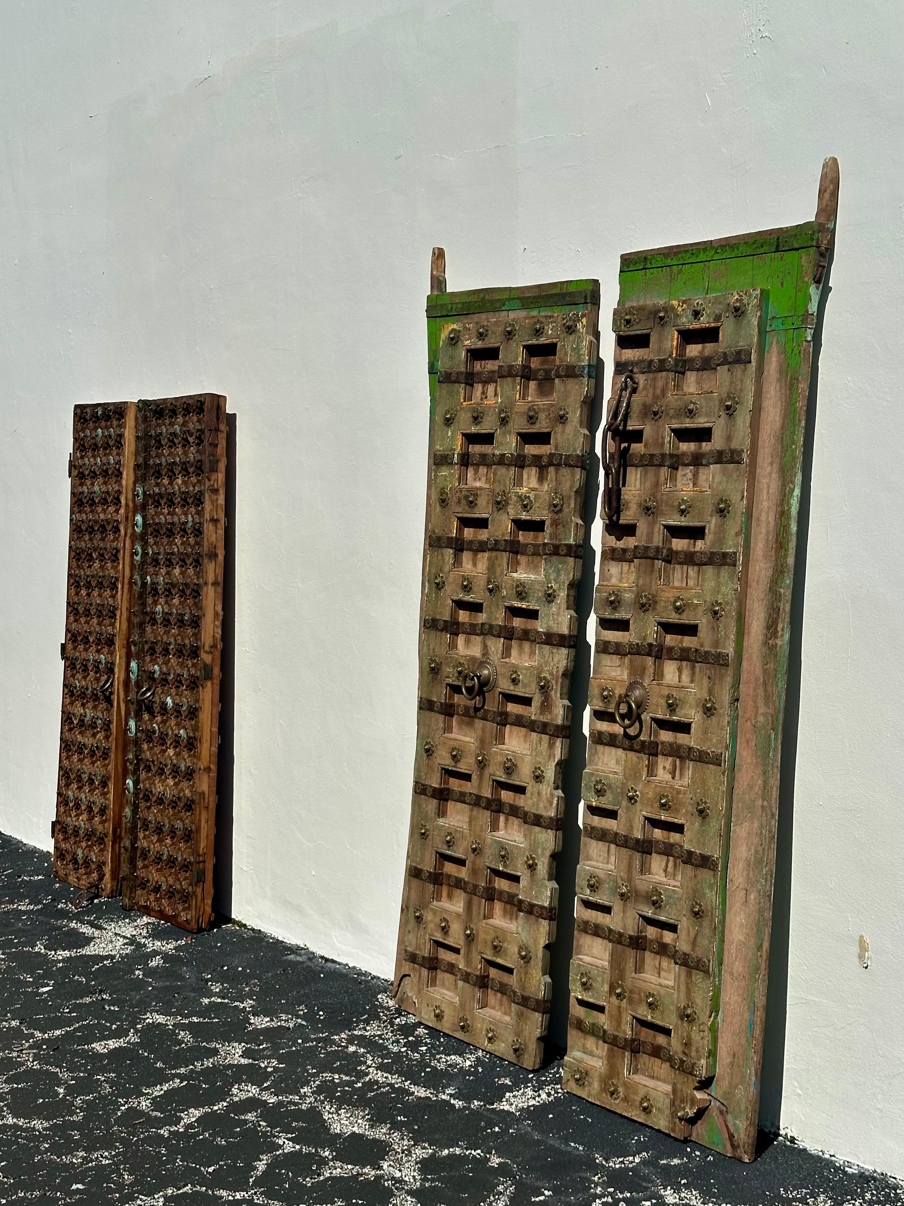 19th Century Anglo architectural Iron Brass Wood Handcrafted Temple Entry Doors For Sale 4