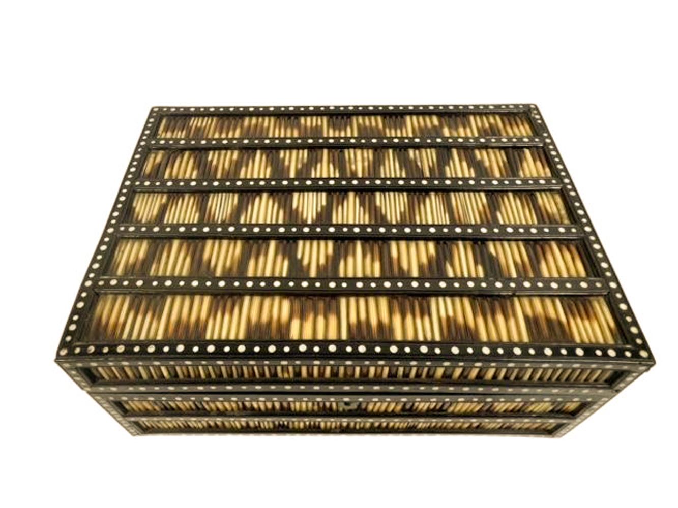 Anglo Raj 19th Century Anglo Ceylonese Porcupine Quill Box with Interior Divided Tray For Sale