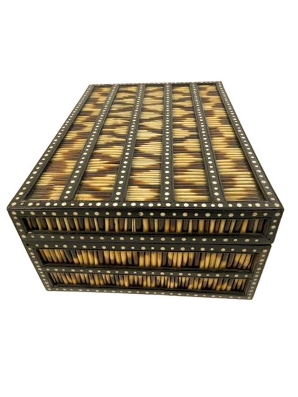 Bone 19th Century Anglo Ceylonese Porcupine Quill Box with Interior Divided Tray For Sale