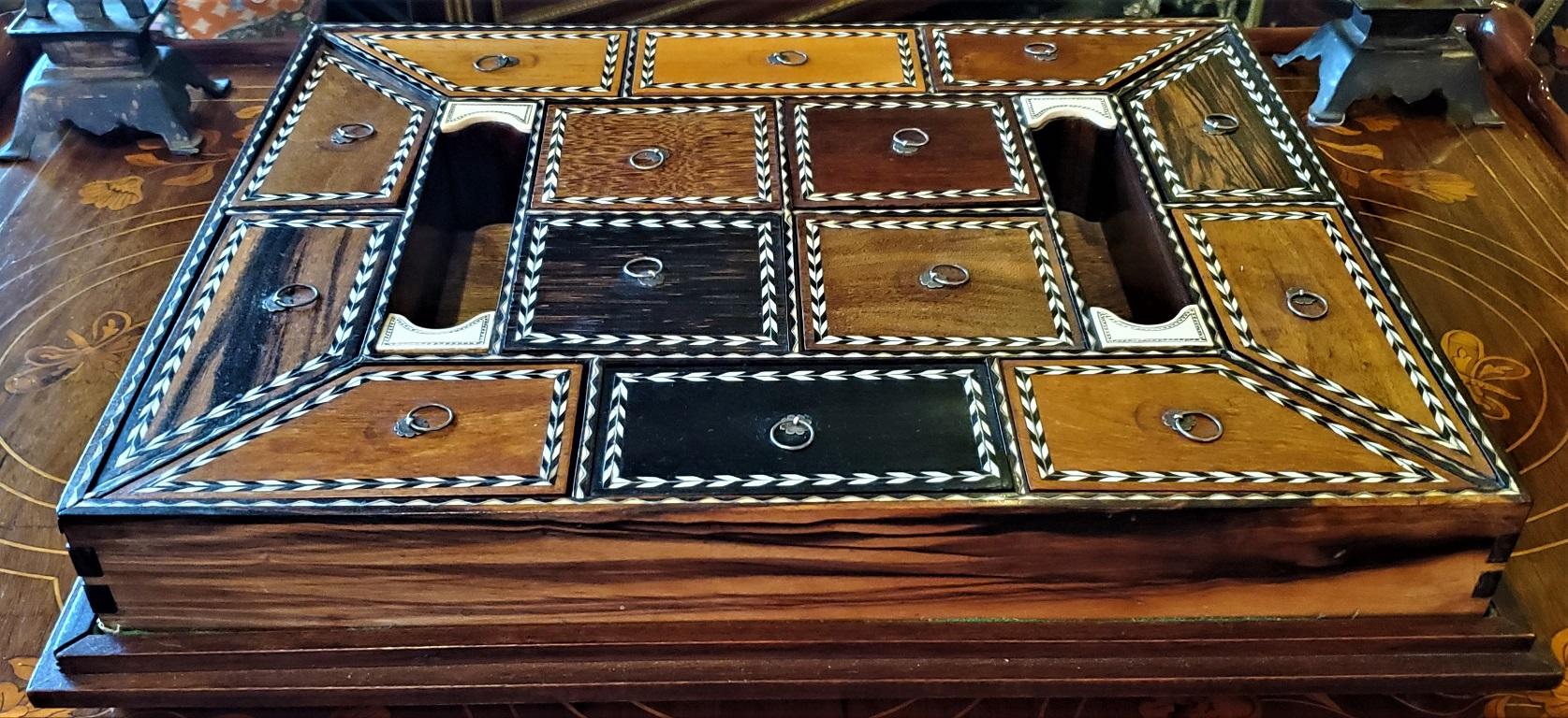 19th Century Anglo Ceylonese Specimen Wood Desk Companion Tray For Sale 5