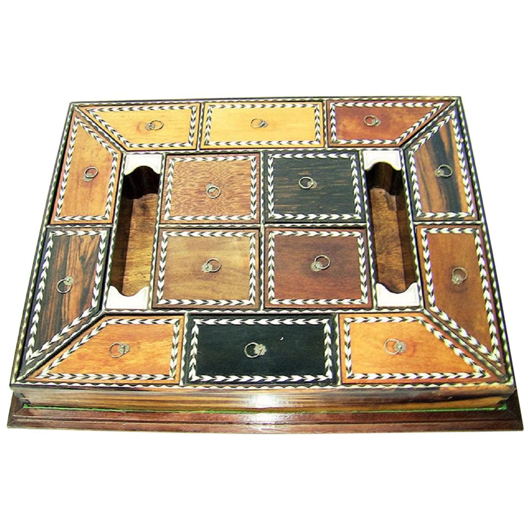 19th Century Anglo Ceylonese Specimen Wood Desk Companion Tray For Sale