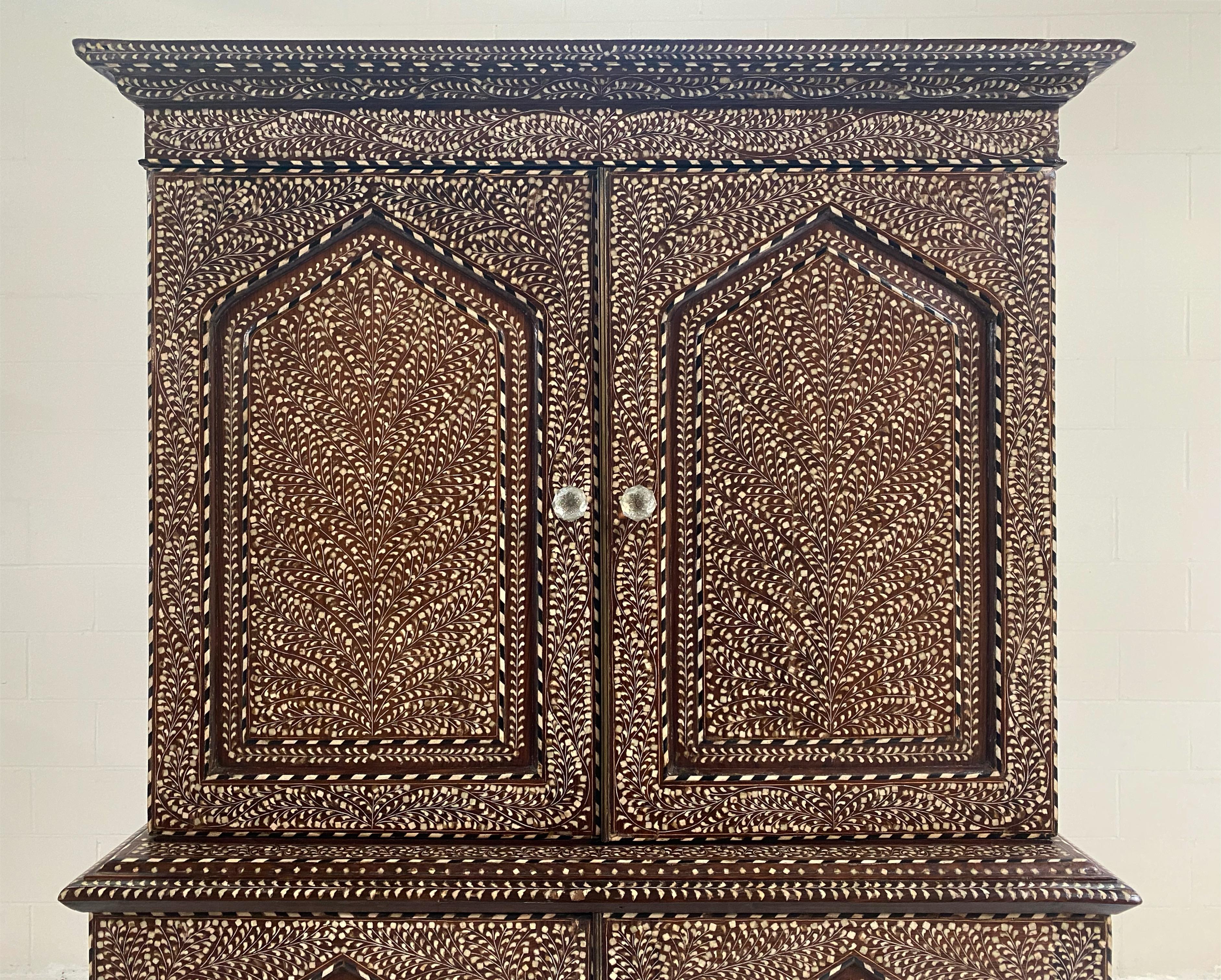 19th Century Anglo-Colonial Two-Part Bone Inlaid Cabinet 7