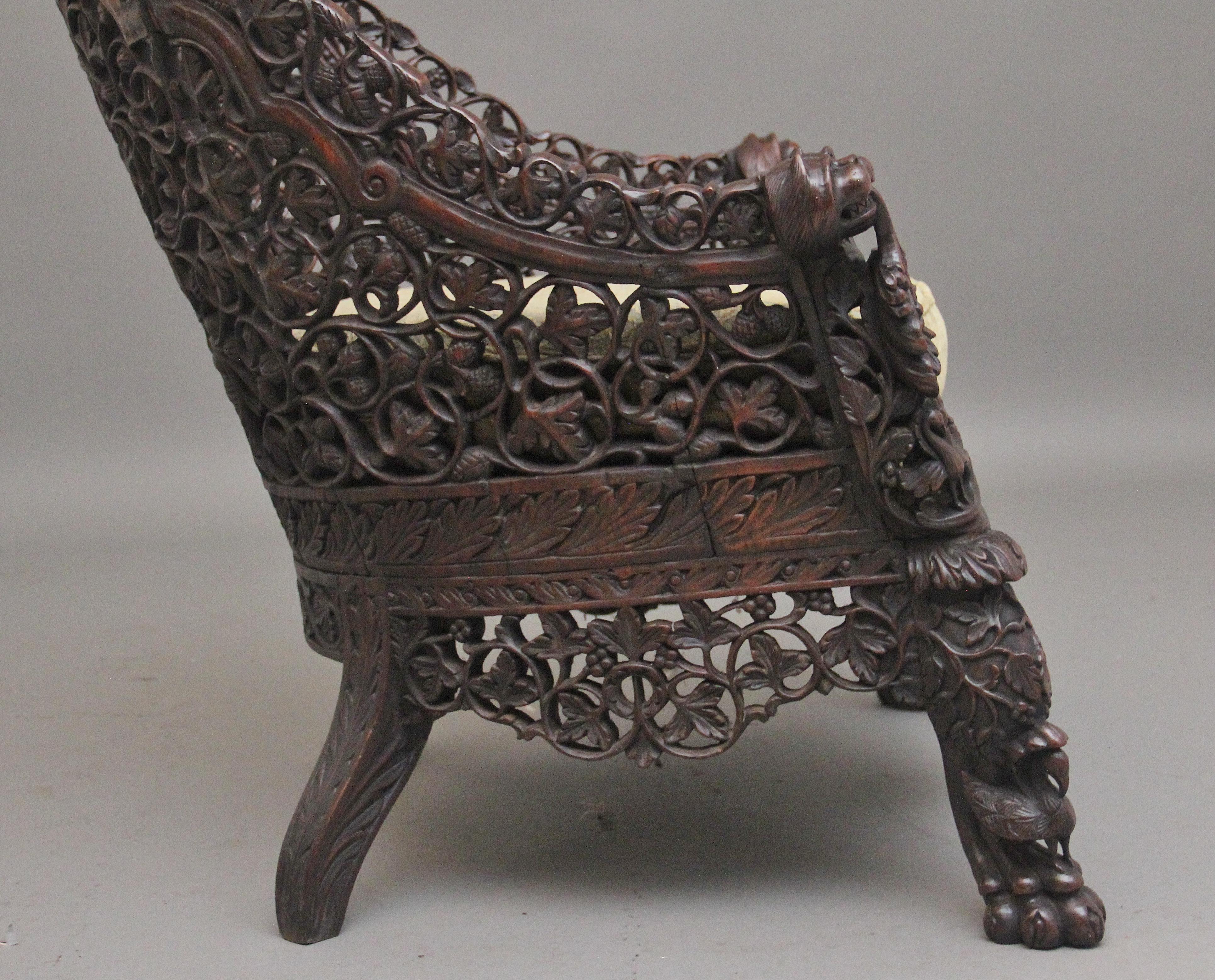 19th Century Anglo-Indian armchair In Good Condition For Sale In Martlesham, GB