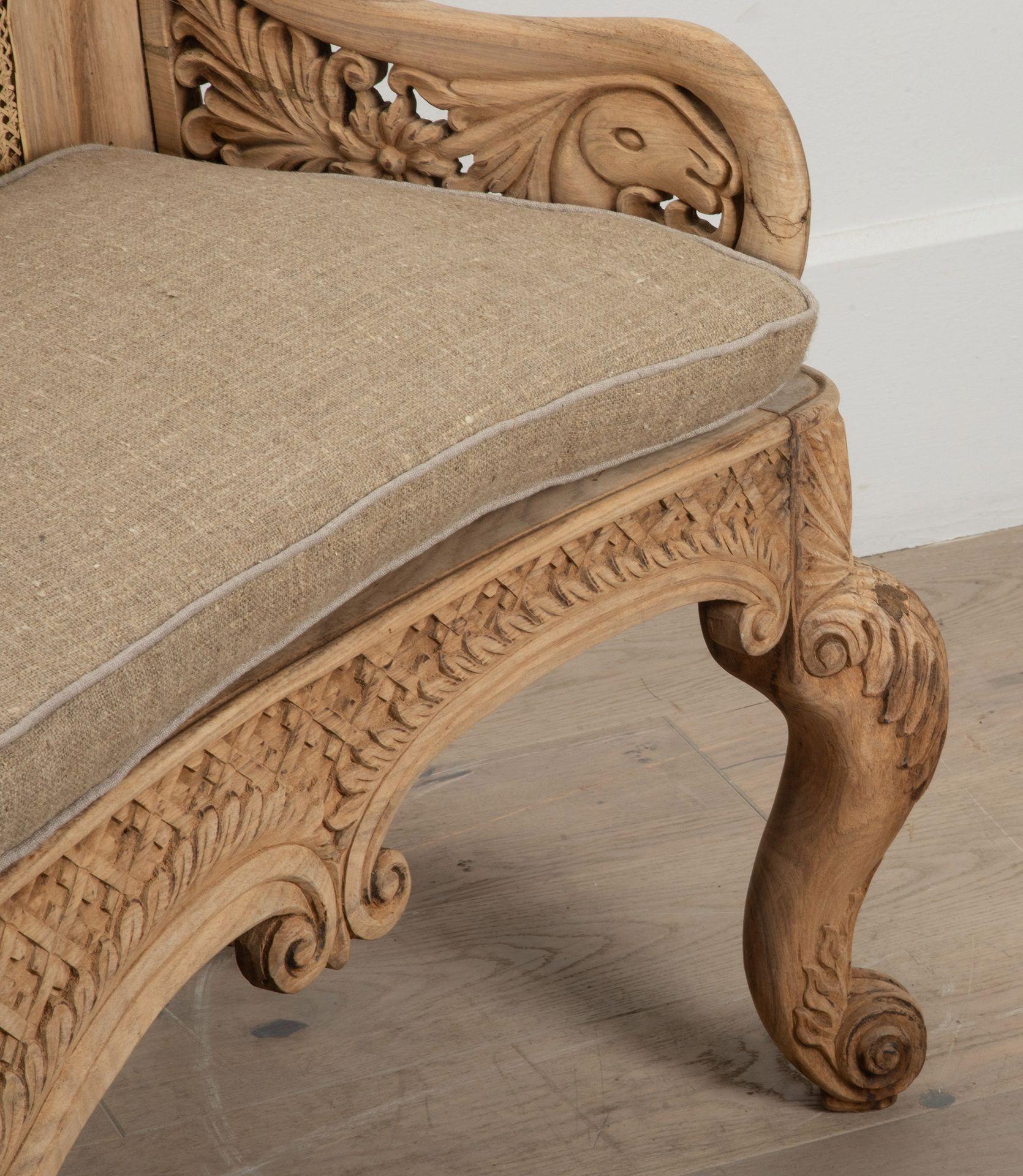 19th Century Anglo Indian Bleached Rosewood Settee For Sale 1