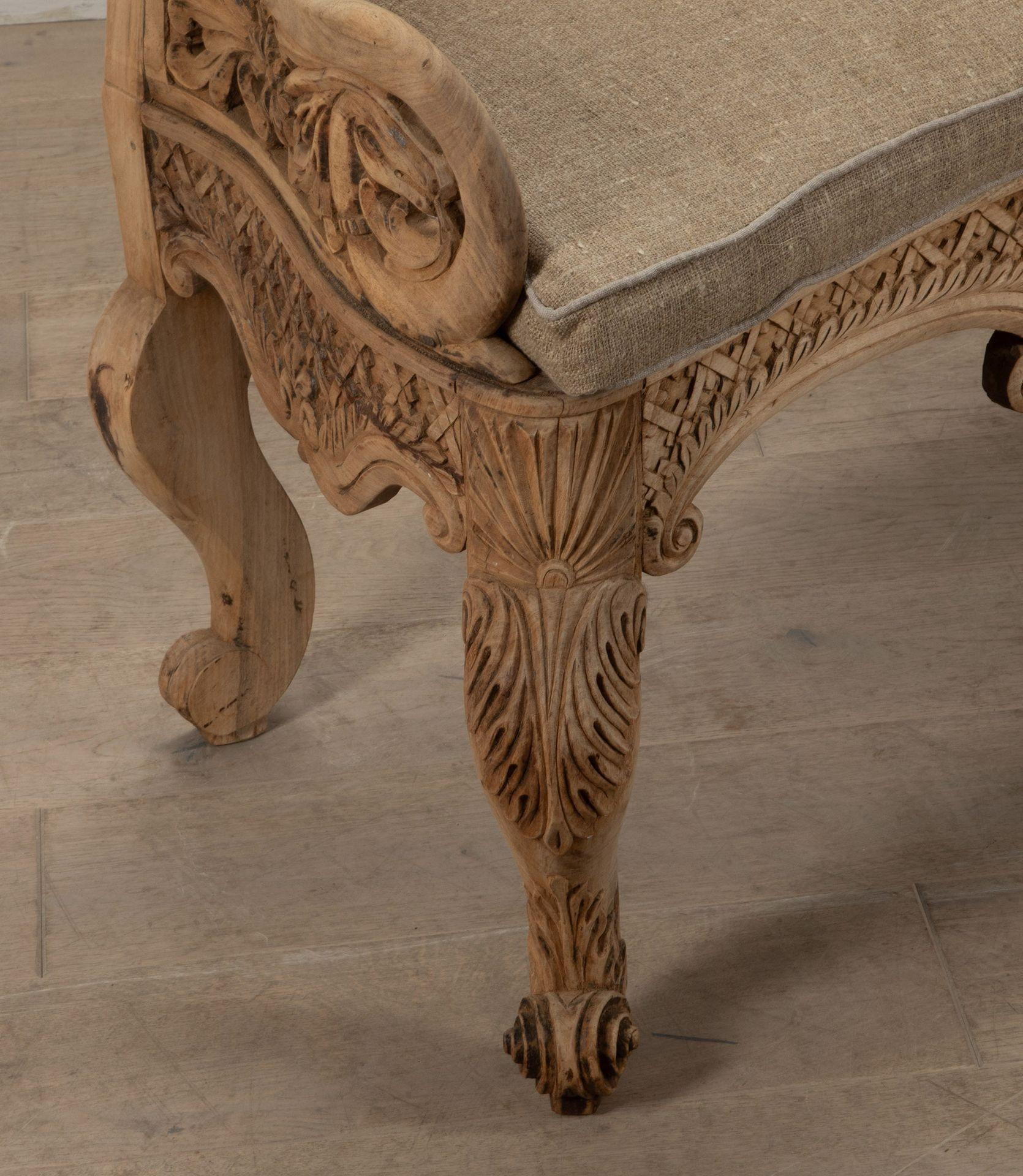 19th Century Anglo Indian Bleached Rosewood Settee For Sale 5