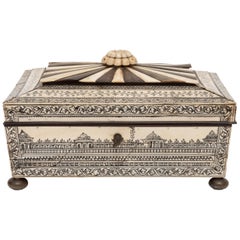 19th Century Anglo Indian Bone and Horn Sewing Box