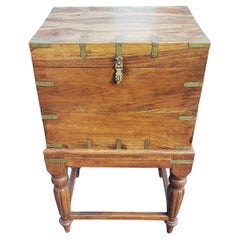 19th Century Anglo-Indian Brass Mount Campaign Style Cellarette on Stand