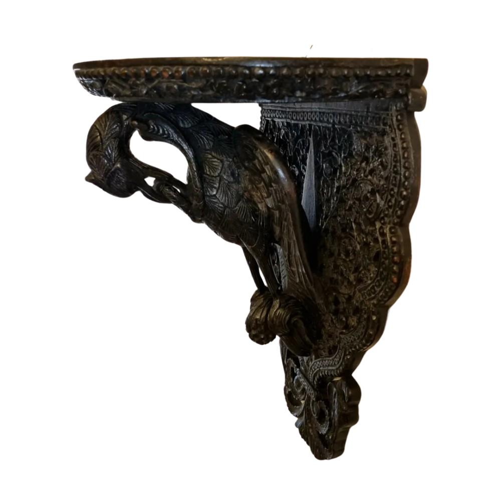 Hand-Carved 19th Century Anglo-Indian / Burmese Wall Bracket / Shelf For Sale