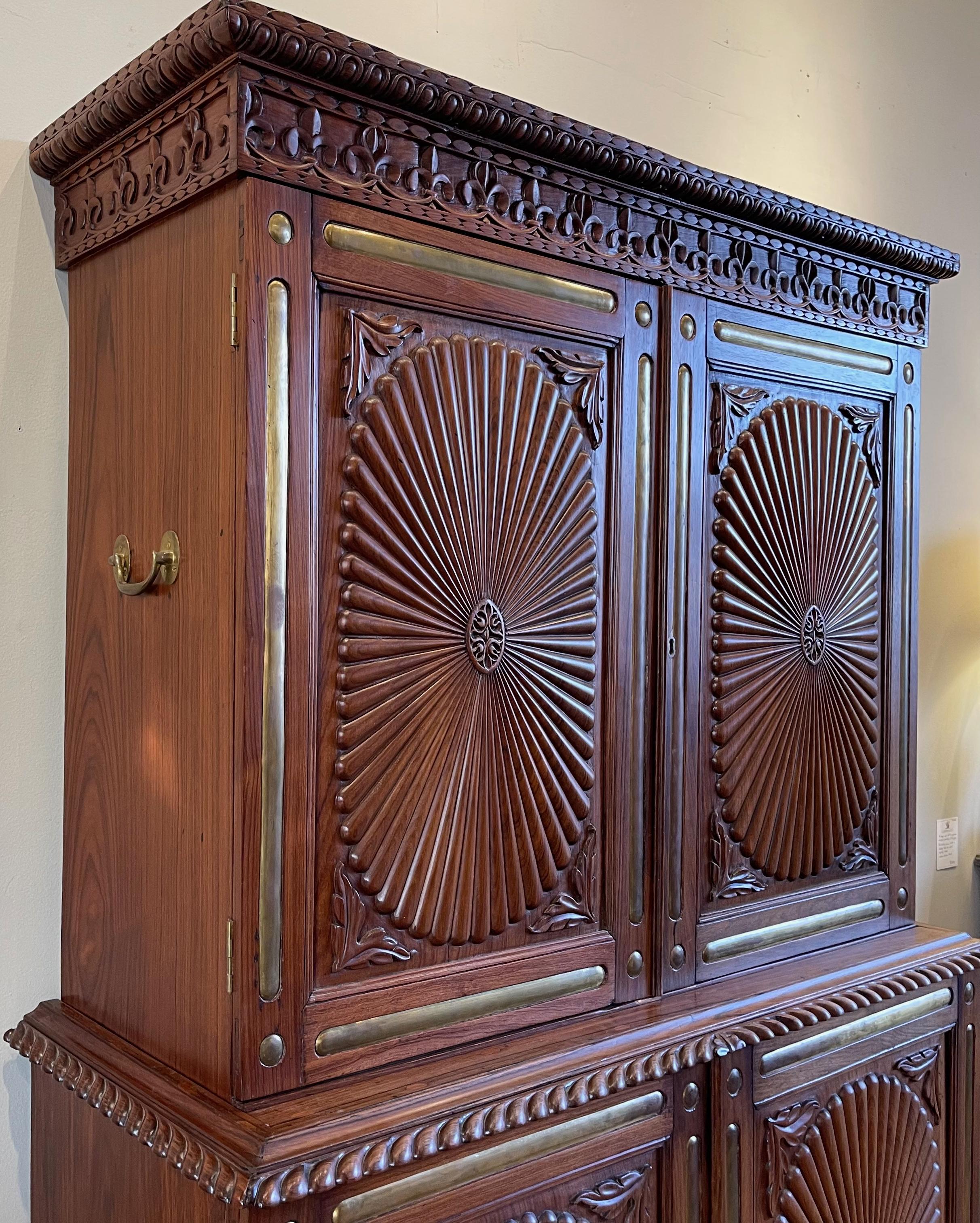 Hand-Crafted 19th Century Anglo-Indian Cabinet or Linen Press