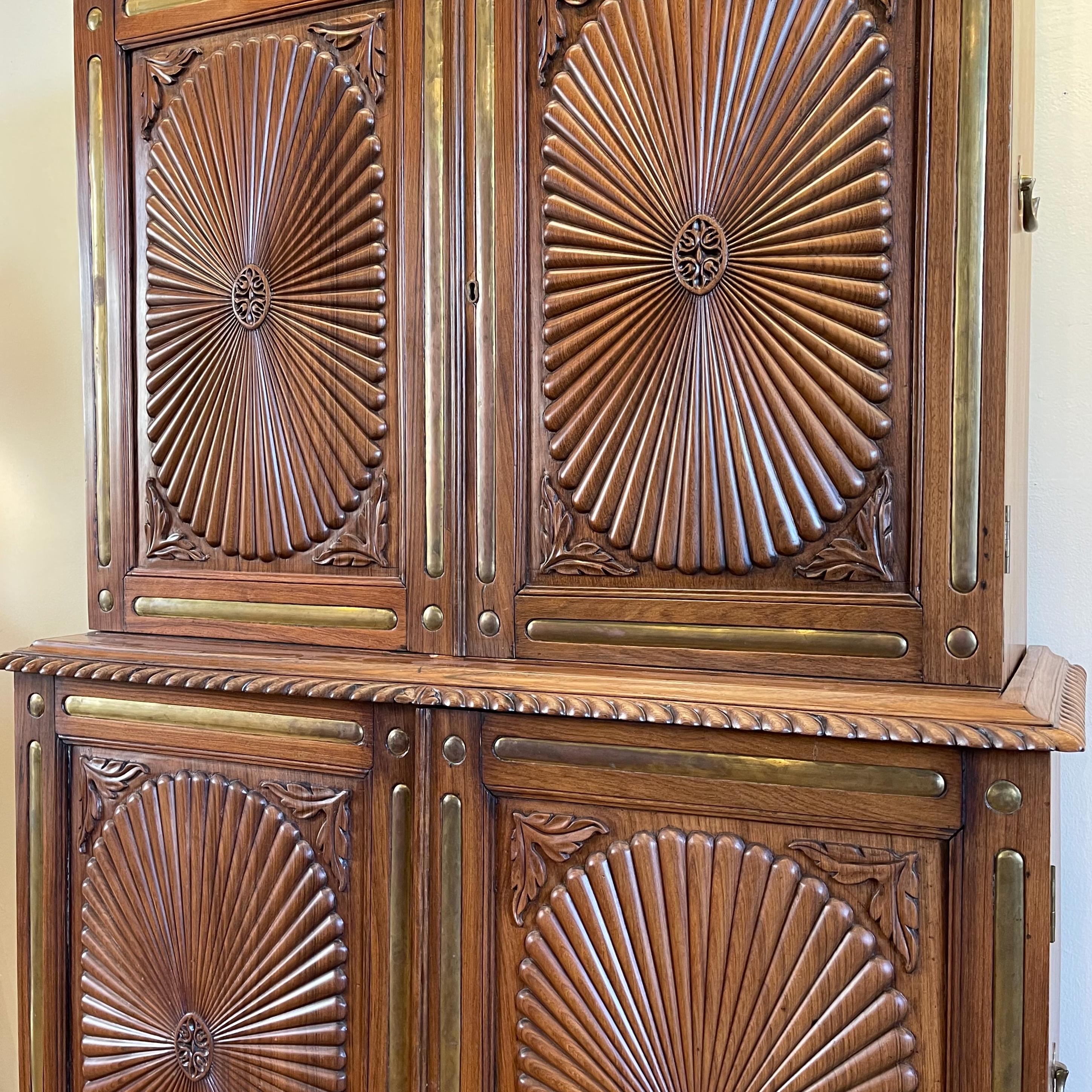 19th Century Anglo-Indian Cabinet or Linen Press In Good Condition In Kilmarnock, VA