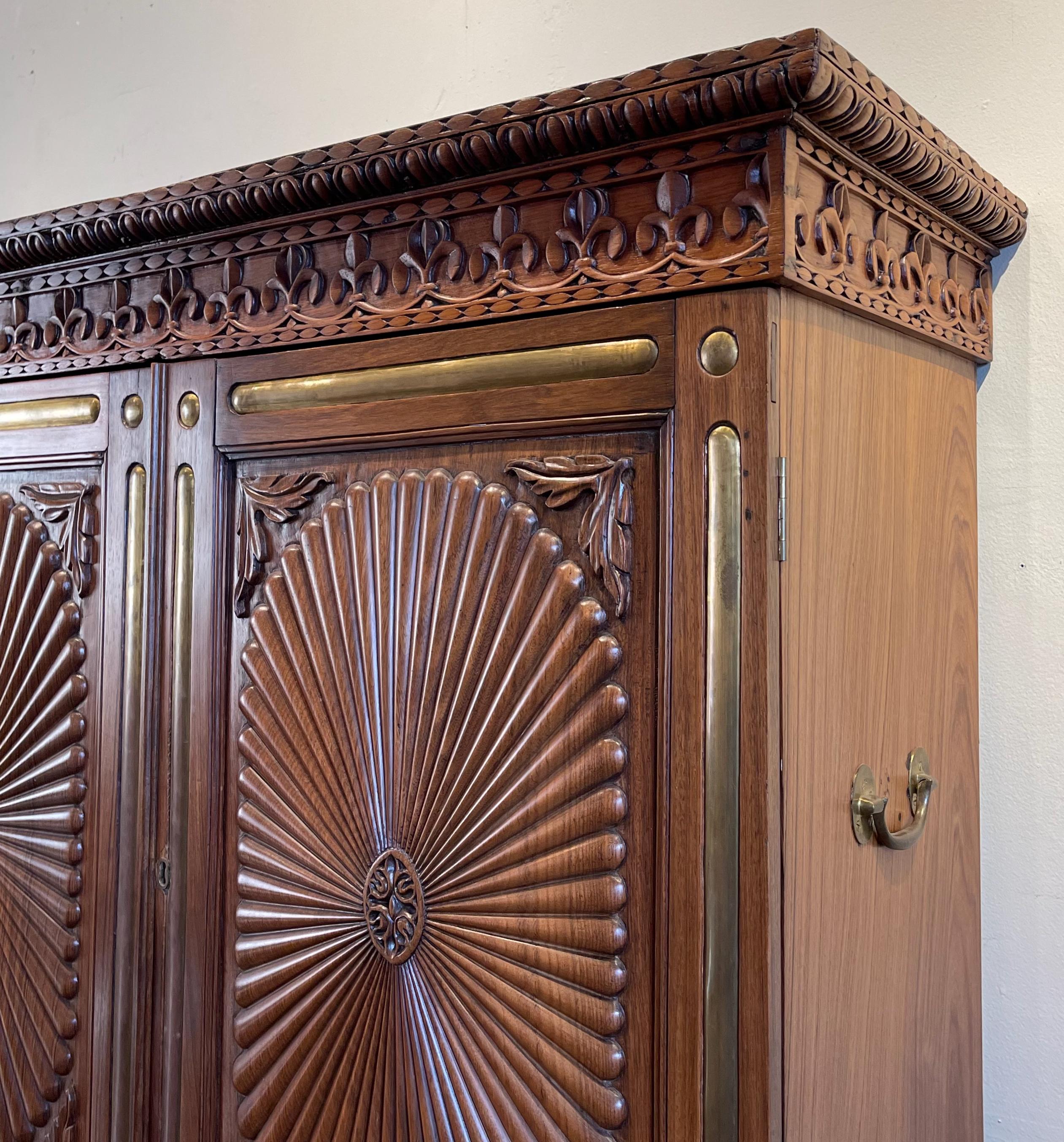Mid-19th Century 19th Century Anglo-Indian Cabinet or Linen Press