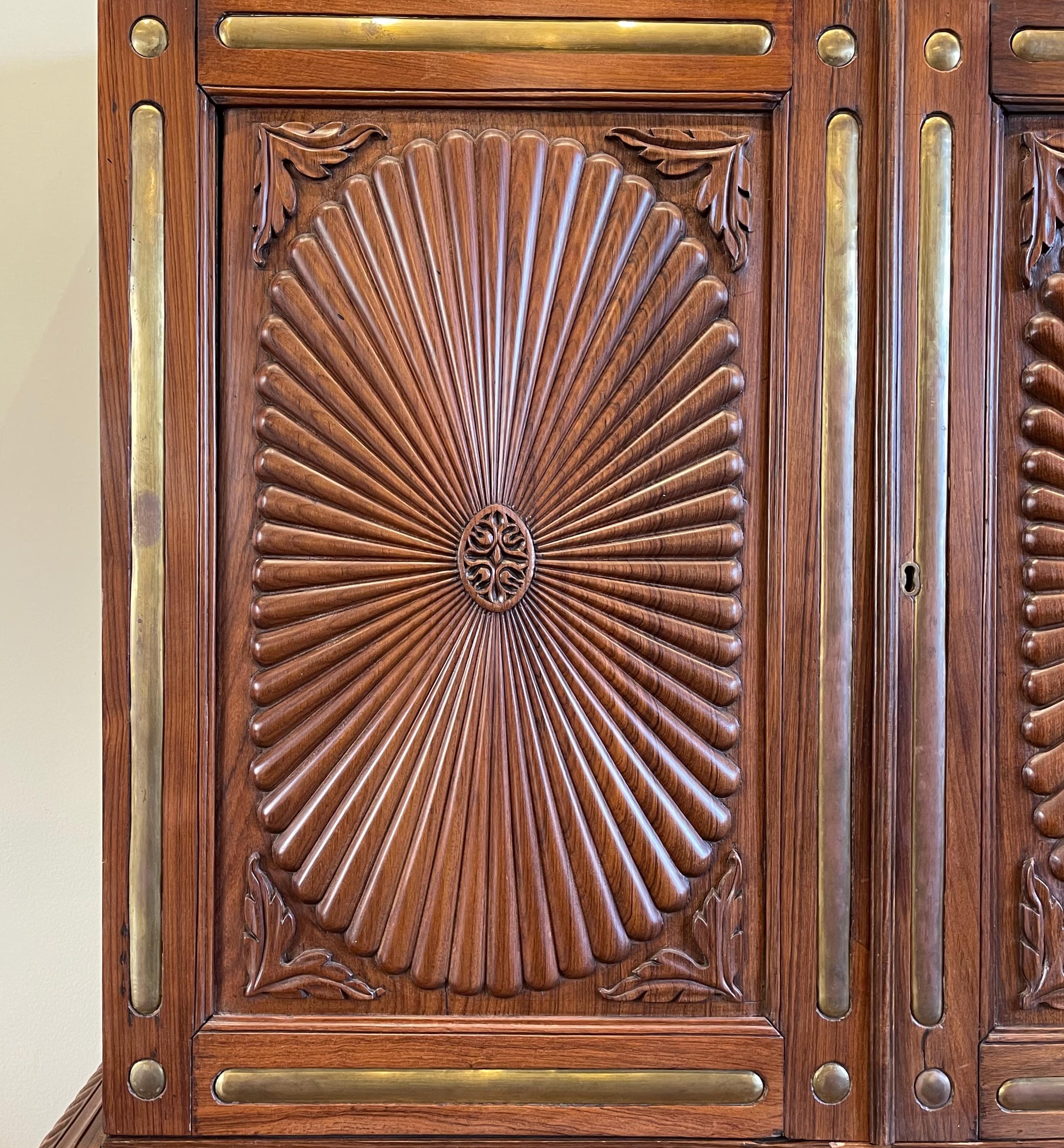 Brass 19th Century Anglo-Indian Cabinet or Linen Press