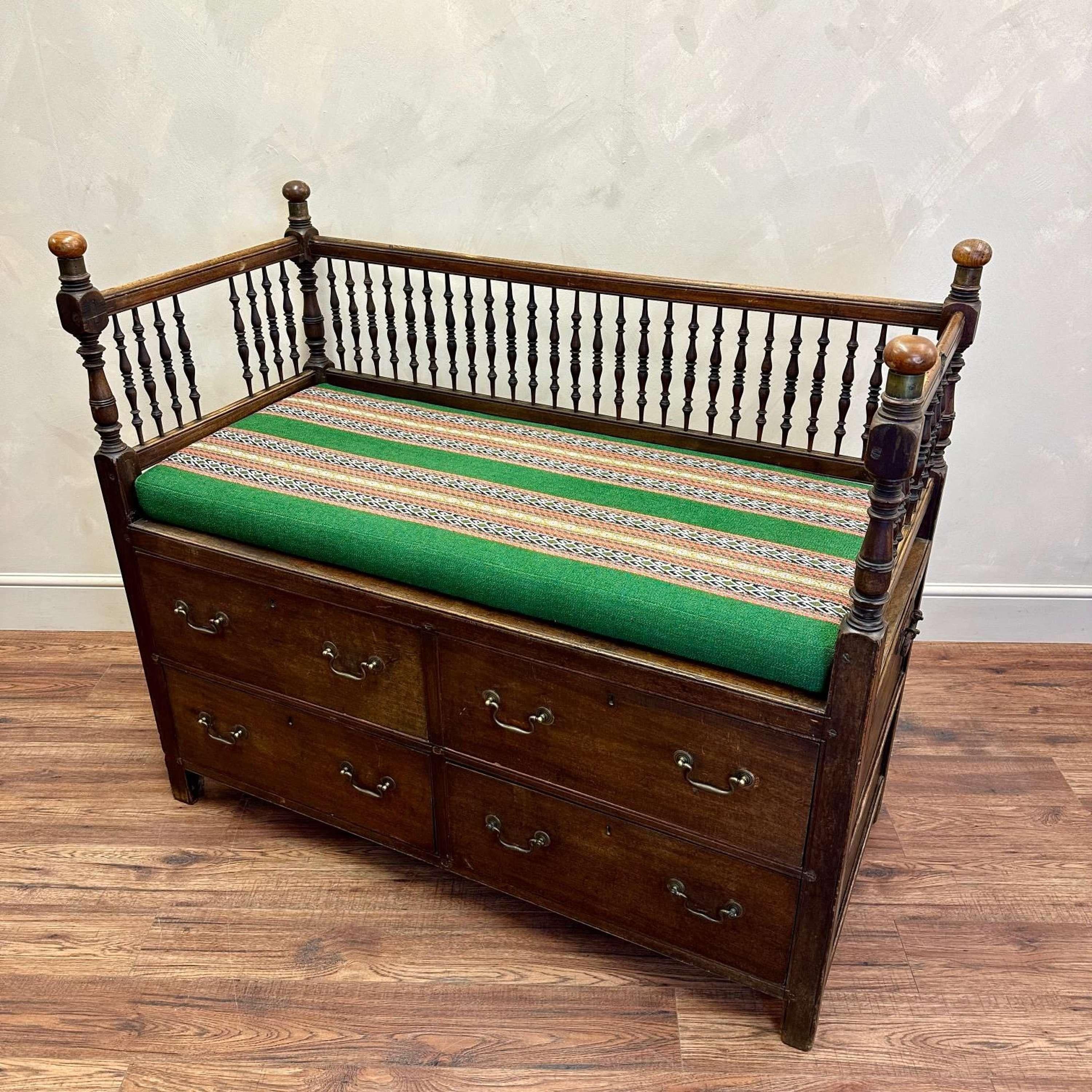 19th Century Anglo Indian Campaign Settle Bench 1