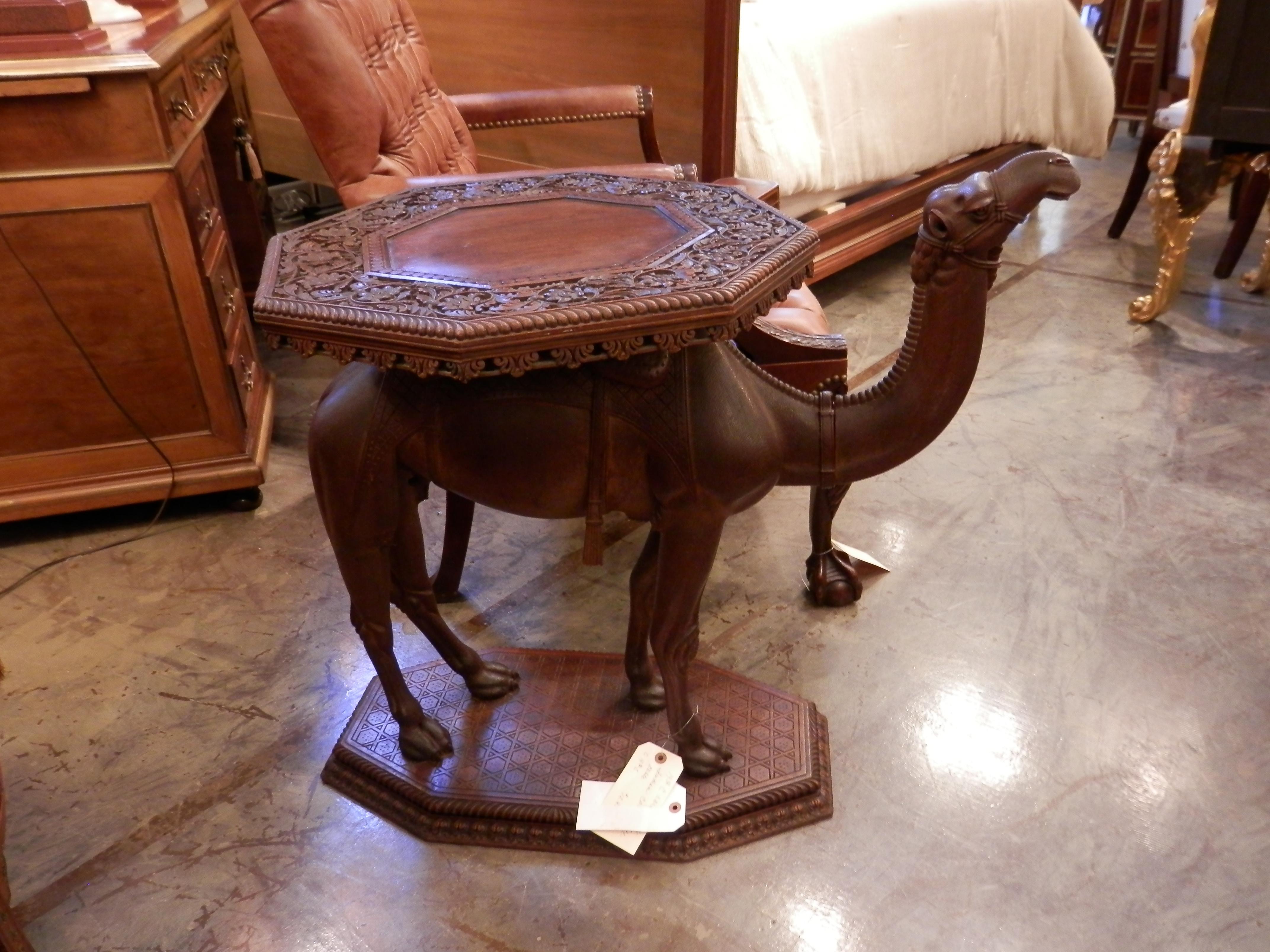 19th Century Anglo-Indian Carved Camel Table In Excellent Condition In Dallas, TX