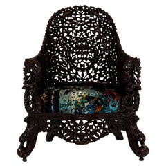 19th Century Anglo-Indian Carved Dark Walnut Chair