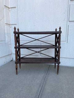 19th Century Anglo Indian Carved Hard Wood Three Tiered Shelf