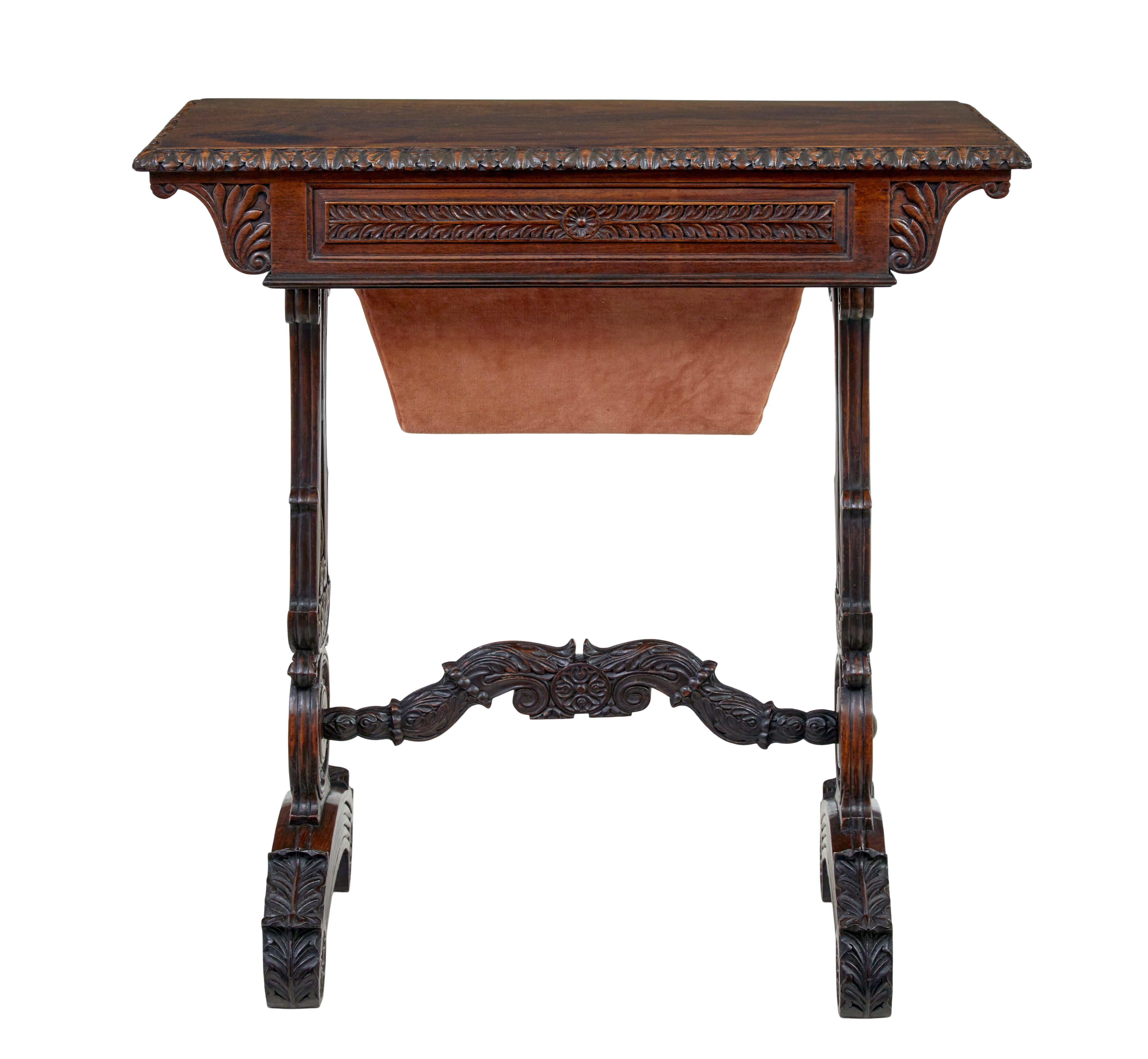 19th century Anglo Indian carved padouk side table For Sale 2