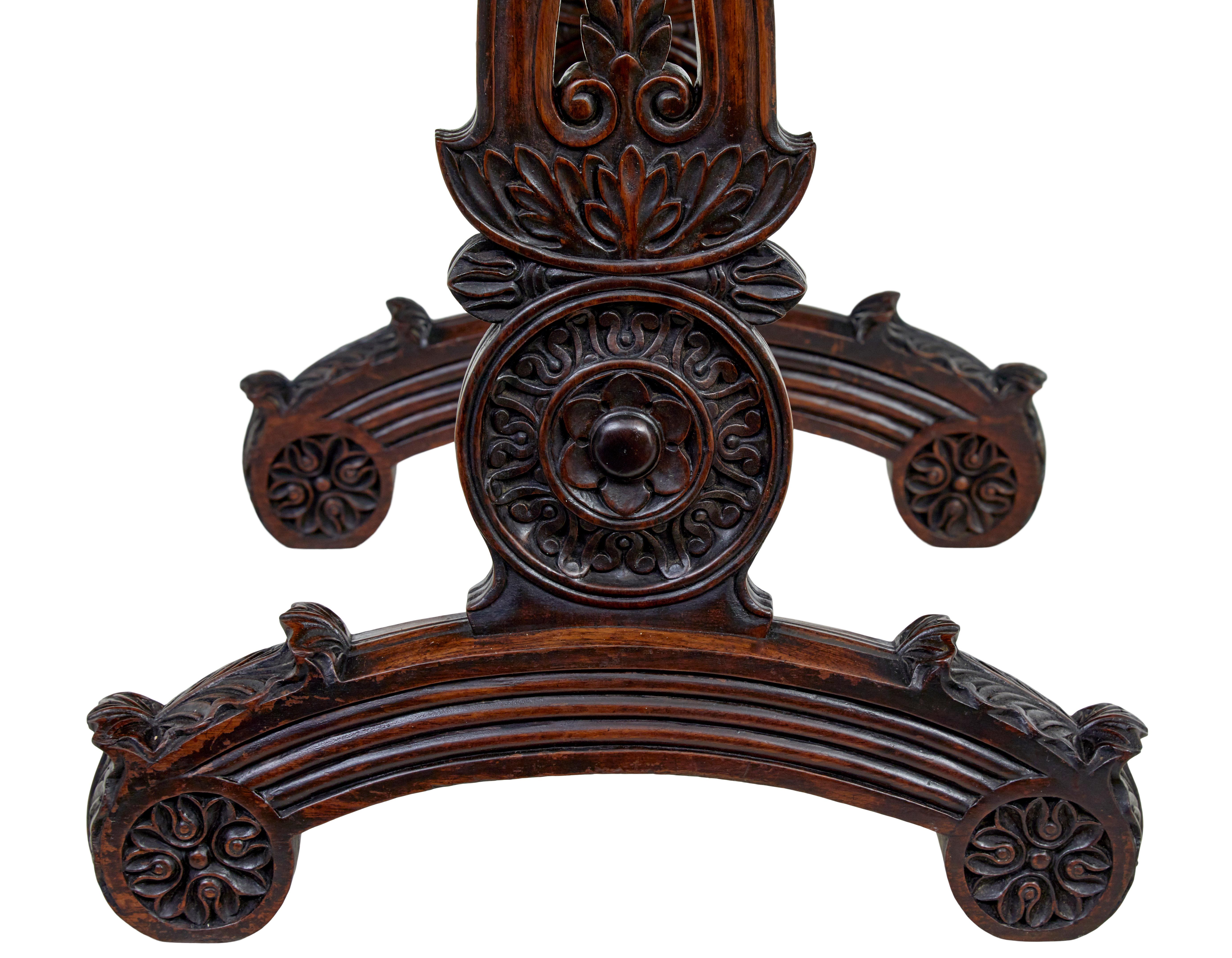 19th century Anglo Indian carved padouk side table In Good Condition For Sale In Debenham, Suffolk