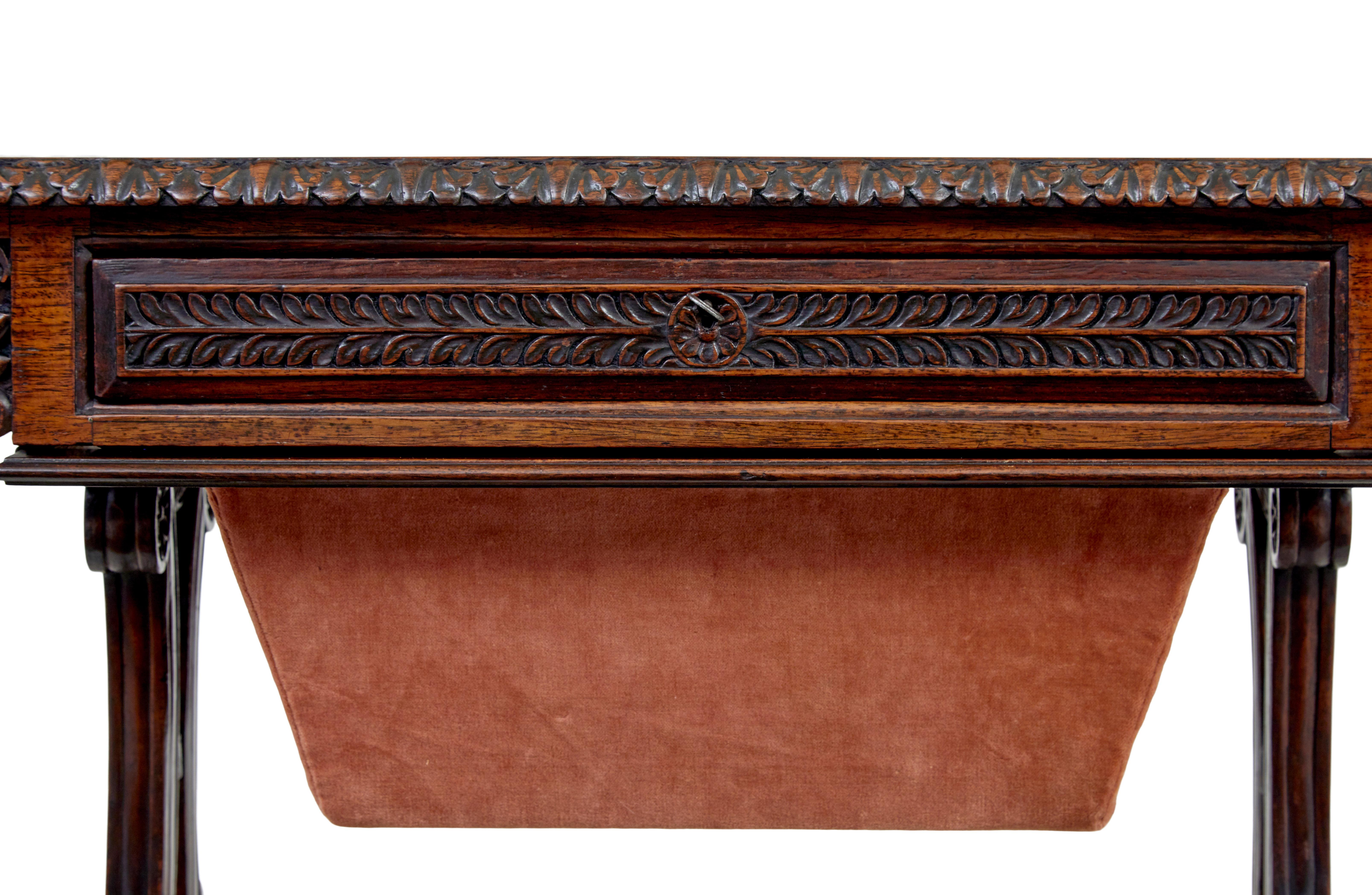 19th Century 19th century Anglo Indian carved padouk side table For Sale
