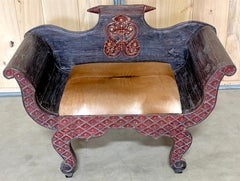 Anglo-indisches geschnitztes und polychromiertes Gondola-Set aus dem 19. Jahrhundert