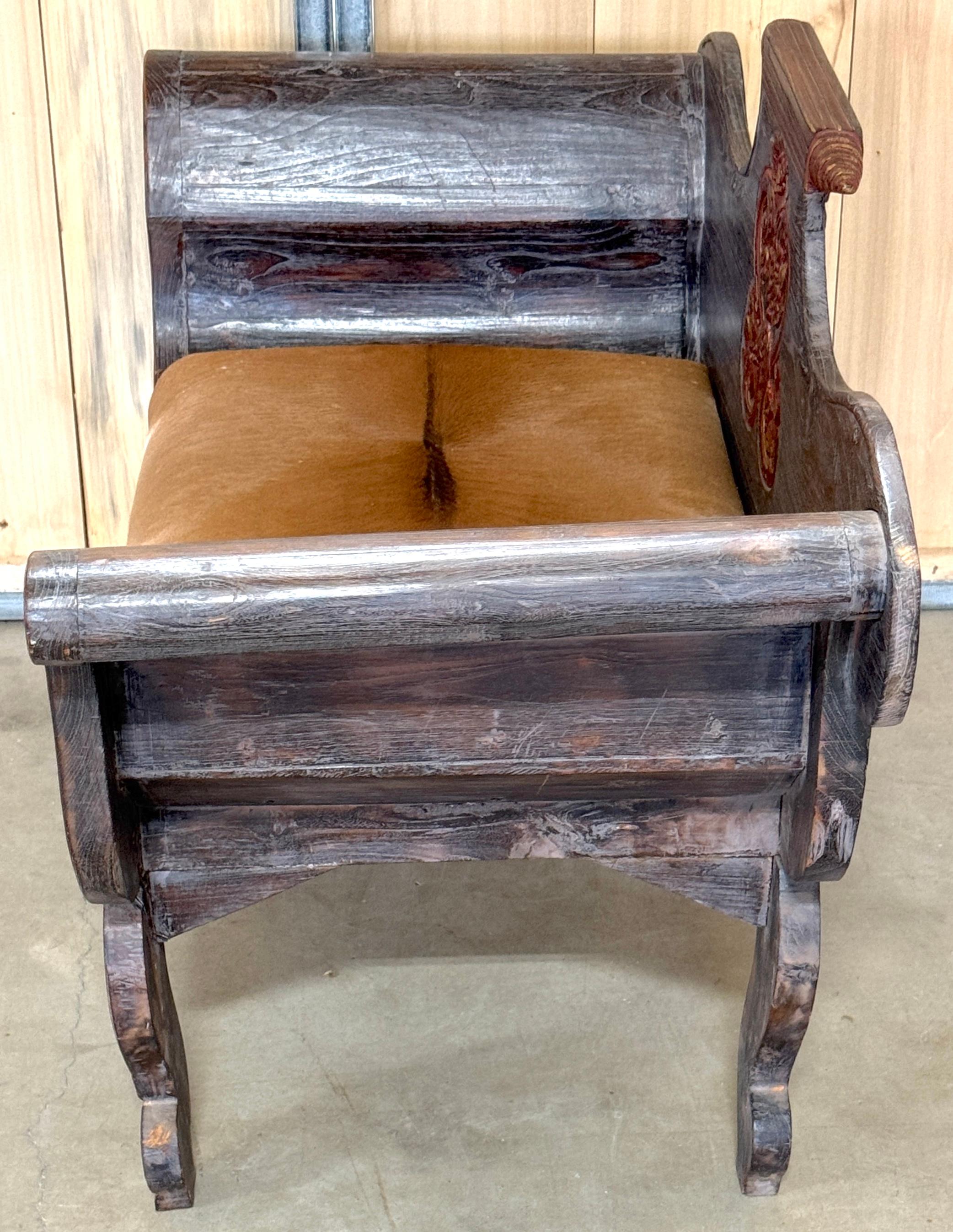 Settee de gondole anglo-indienne sculptée et polychromée du 19ème siècle en vente 1