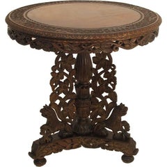 19th Century Anglo-Indian Carved Rosewood Center Table