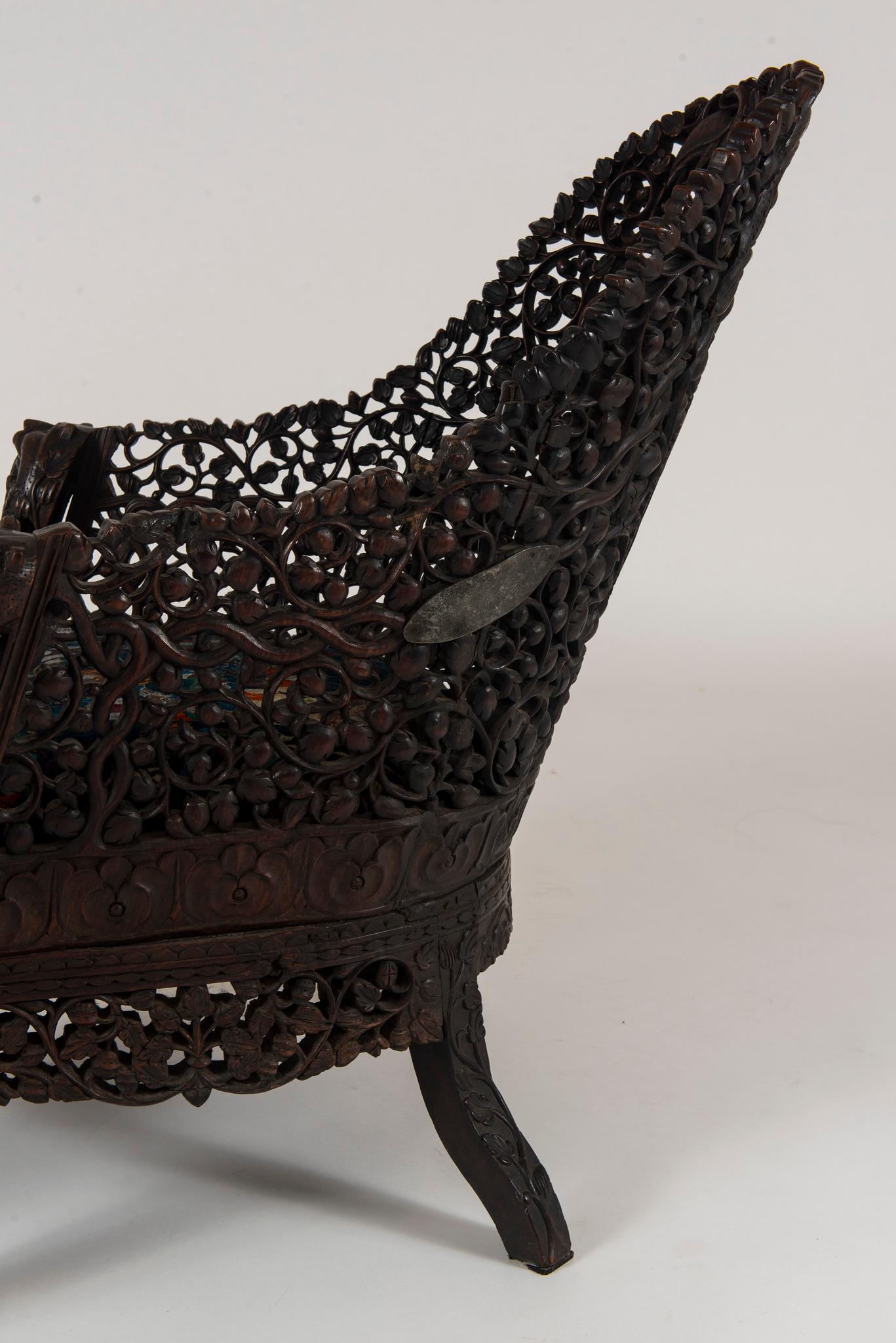19th Century Anglo-Indian Carved Dark Walnut Chair 1