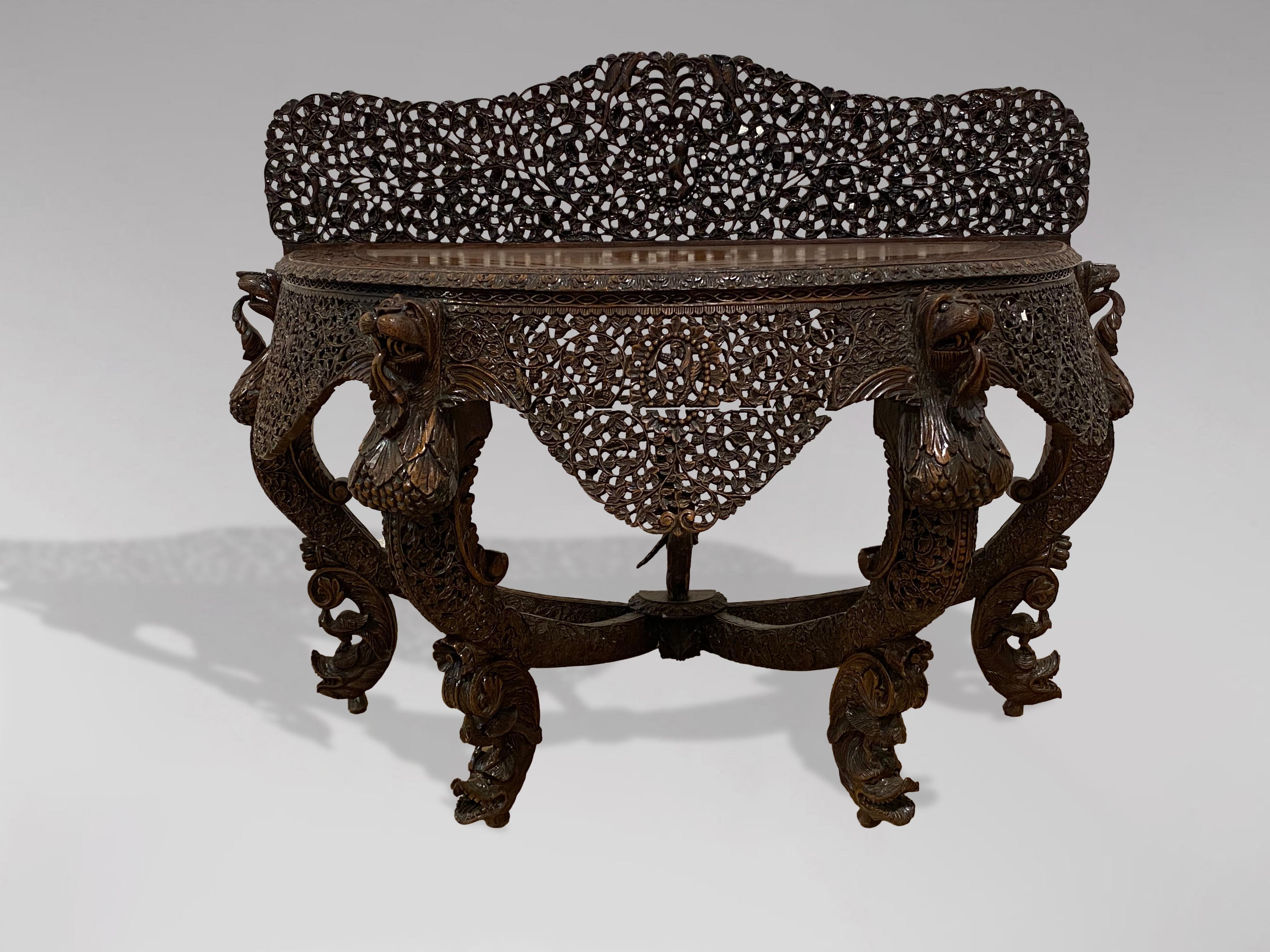 indian carved console table