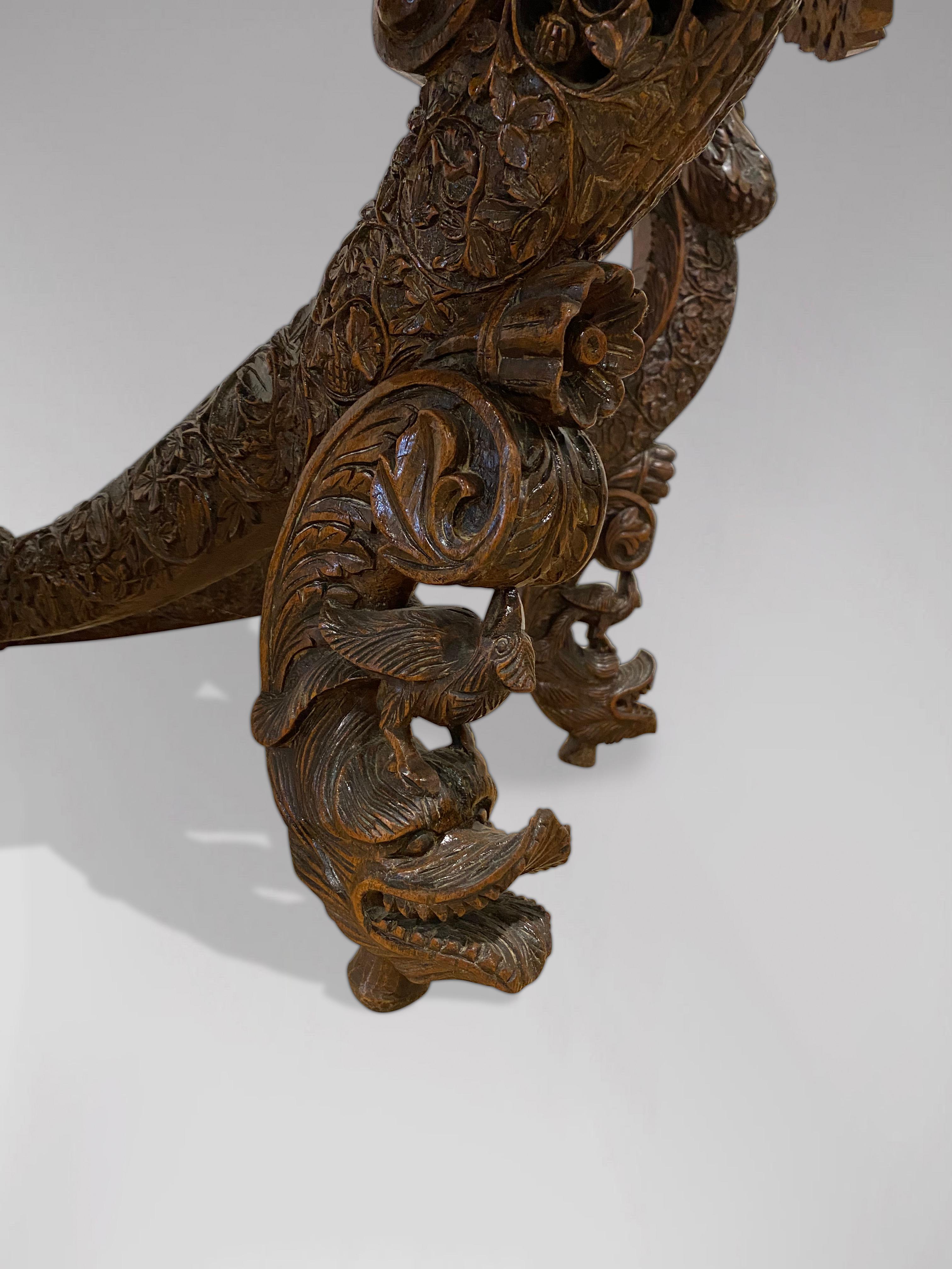 19th Century Anglo Indian Carved Rosewood Console Table For Sale 1