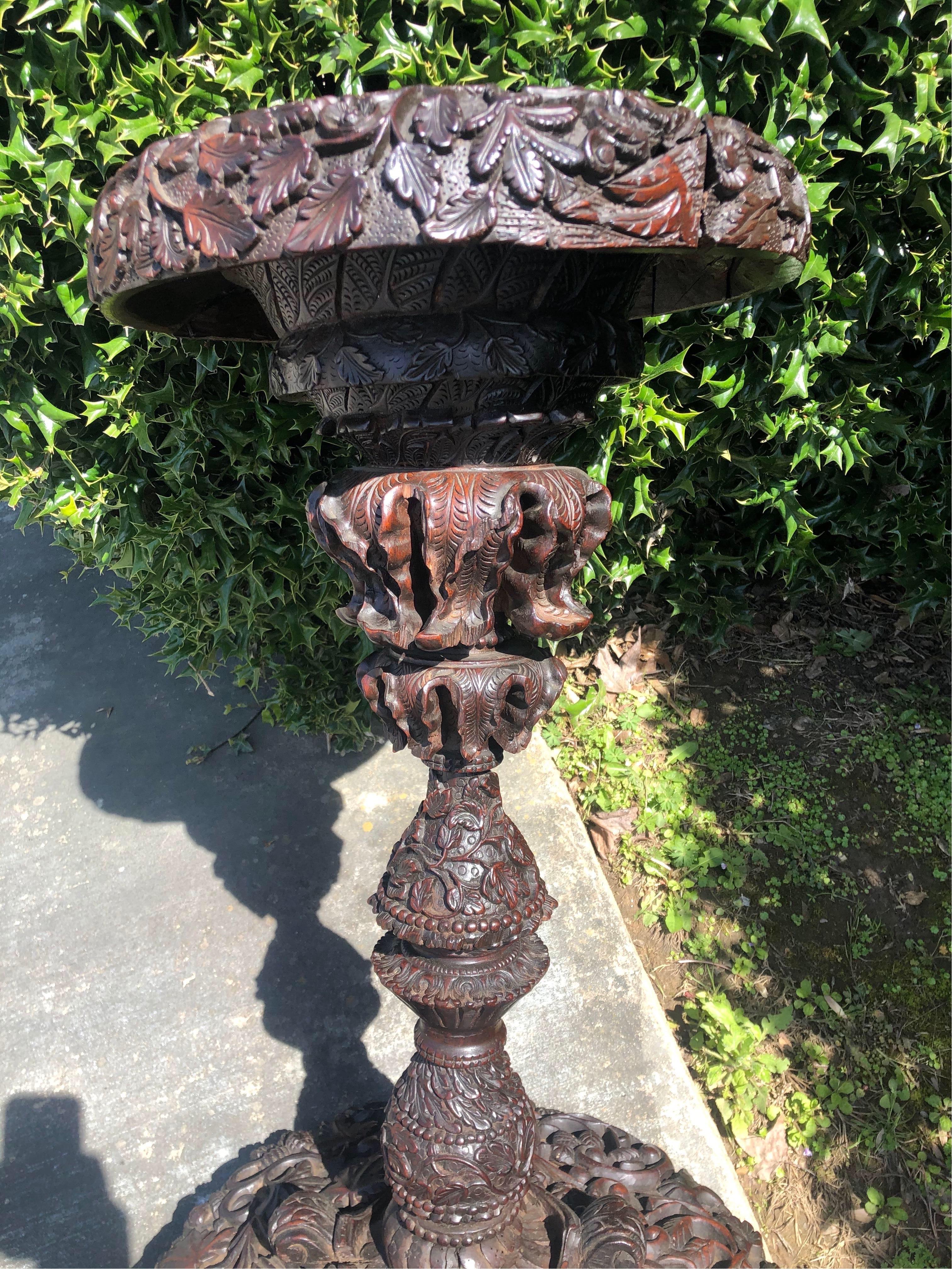 Anglo-Indian 19th Century Anglo Indian Carved Rosewood Jardinière For Sale