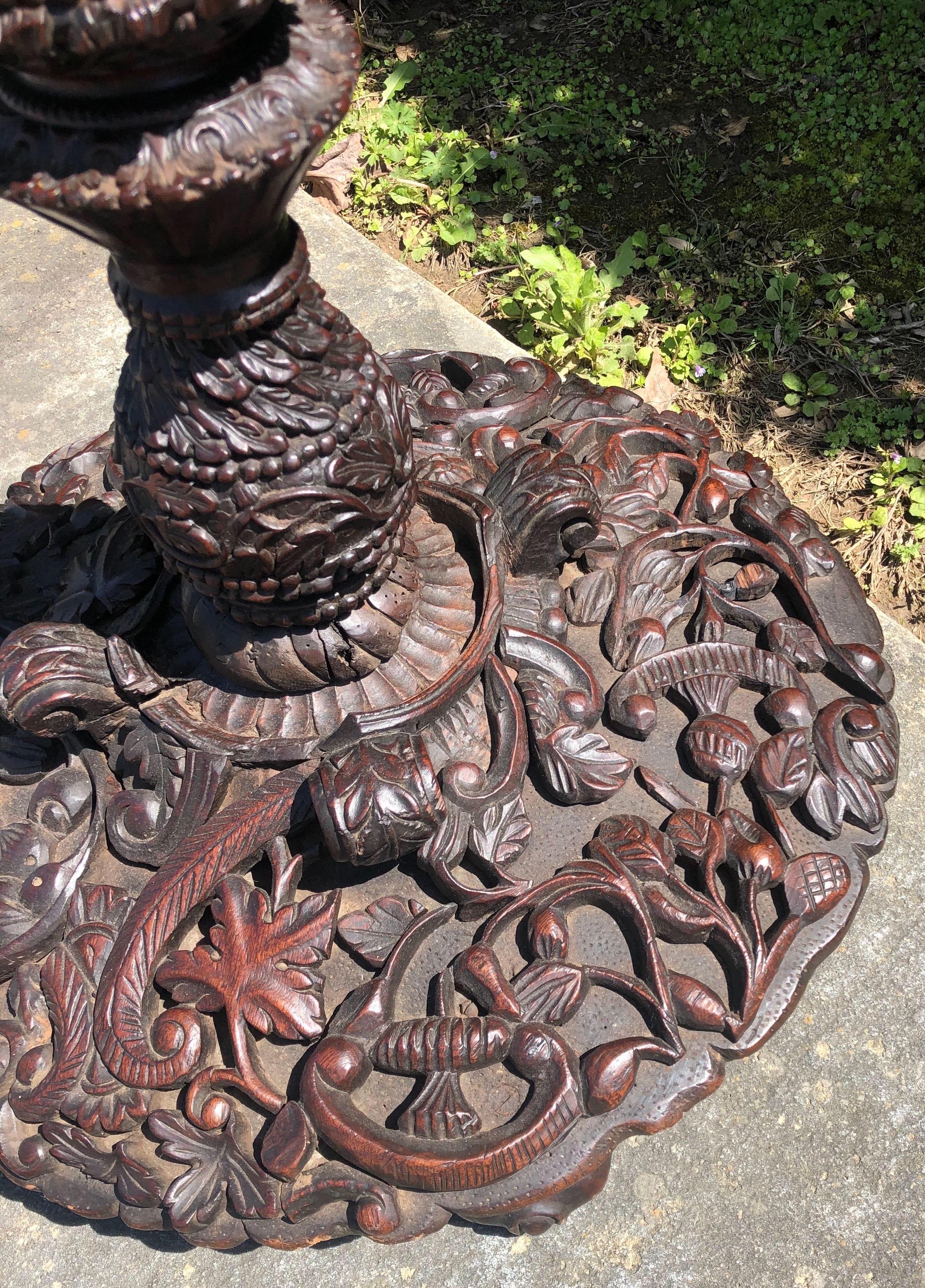 19th Century Anglo Indian Carved Rosewood Jardinière In Good Condition In Richmond, VA
