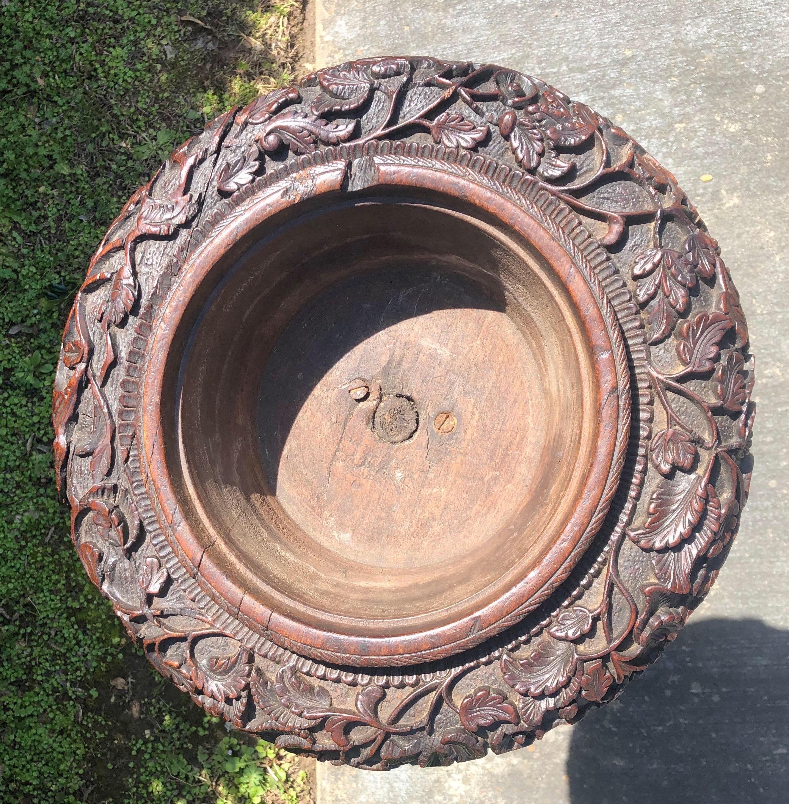 19th Century Anglo Indian Carved Rosewood Jardinière For Sale 1