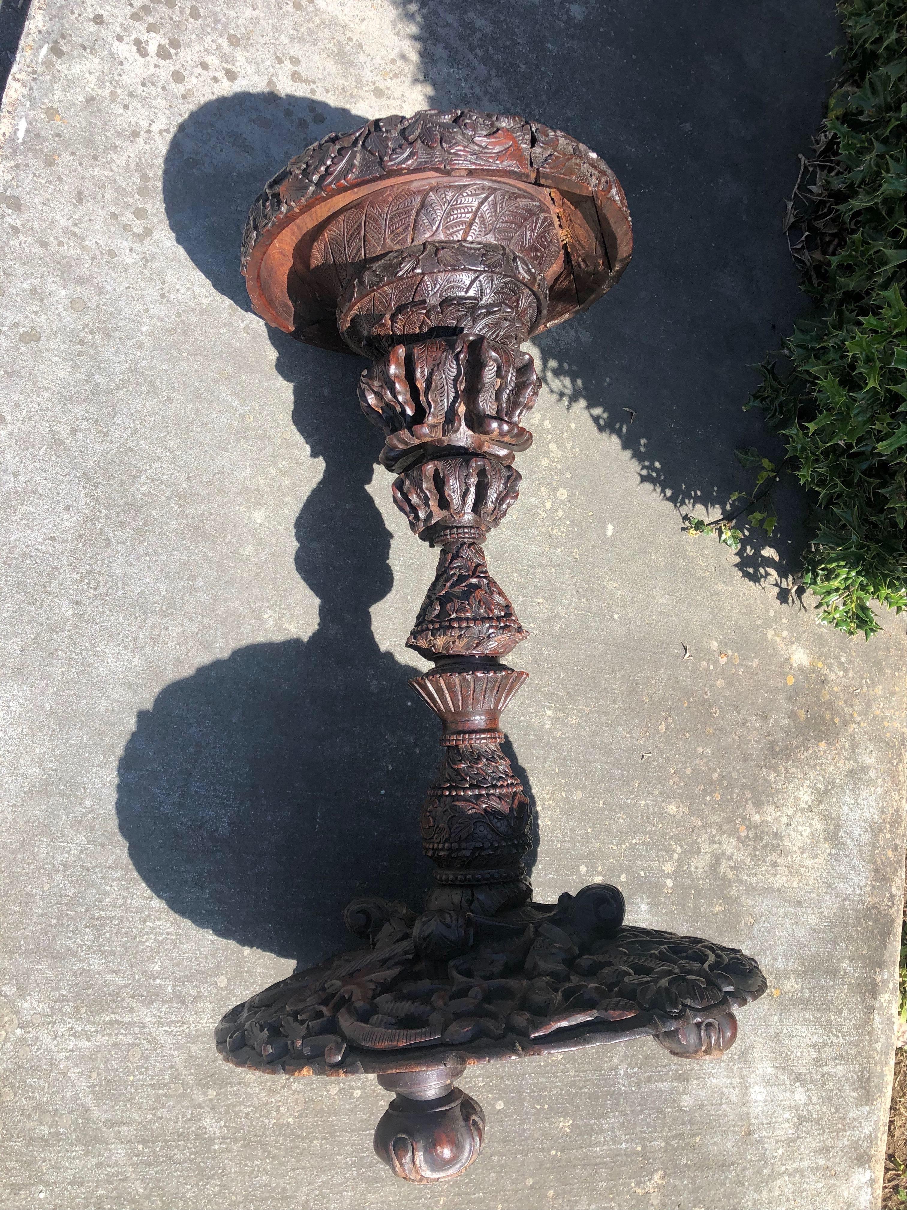 19th Century Anglo Indian Carved Rosewood Jardinière For Sale 2