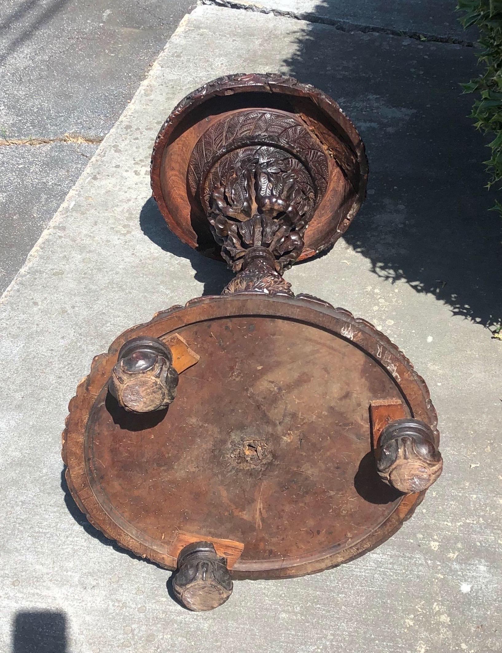 19th Century Anglo Indian Carved Rosewood Jardinière 3