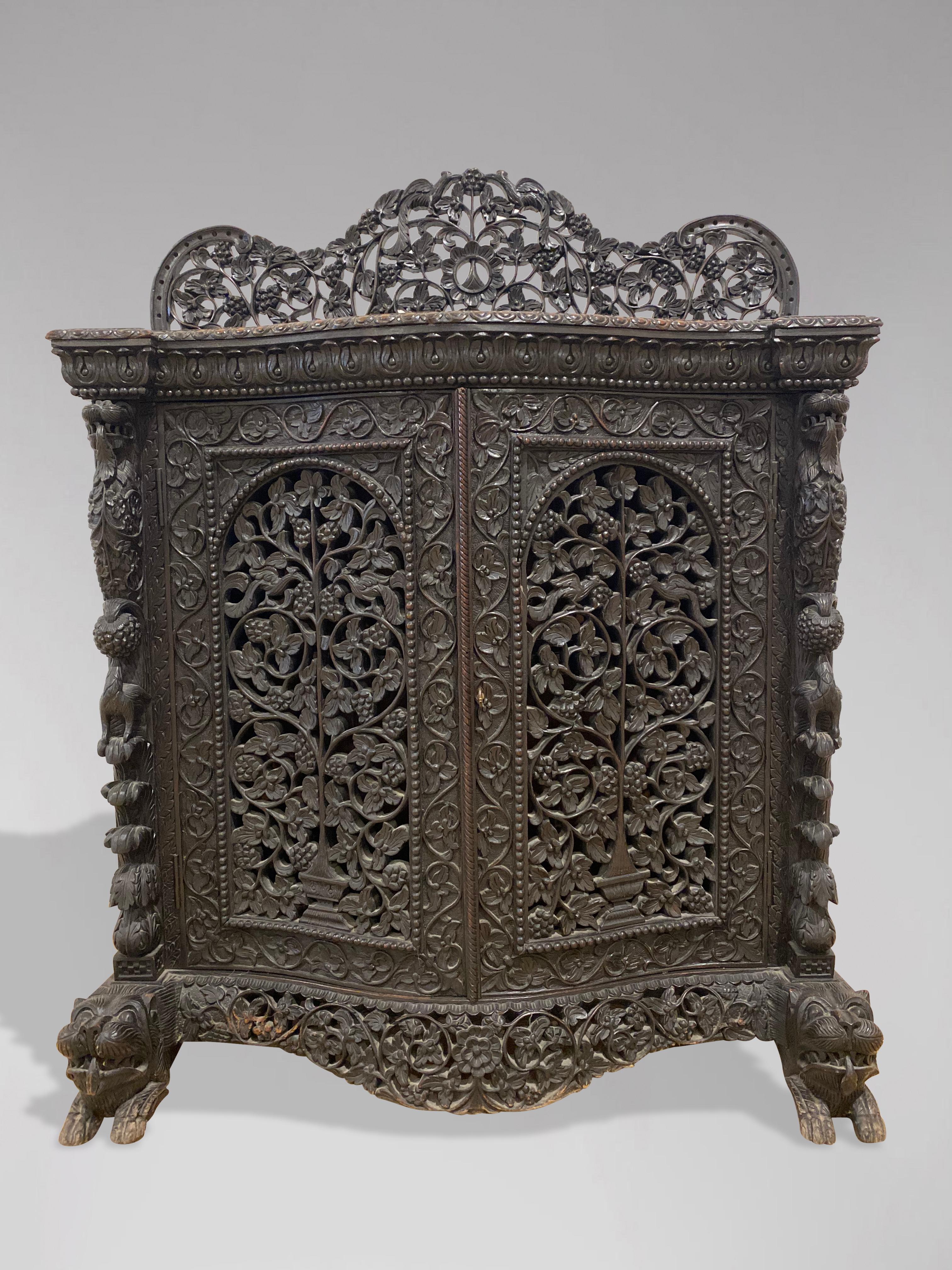 Anglo-Indian 19th Century Anglo Indian Carved Rosewood Sideboard For Sale