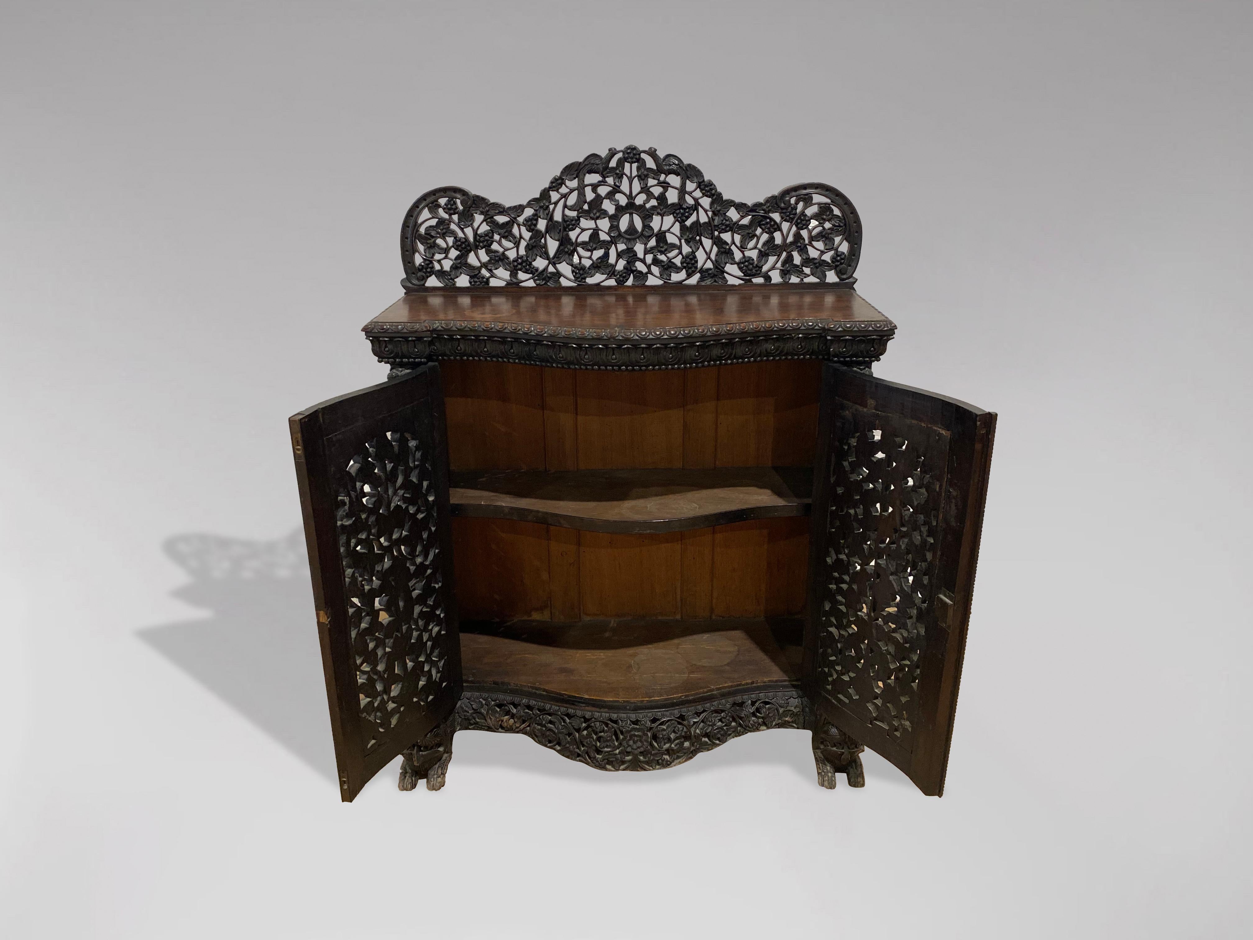 Wood 19th Century Anglo Indian Carved Rosewood Sideboard For Sale