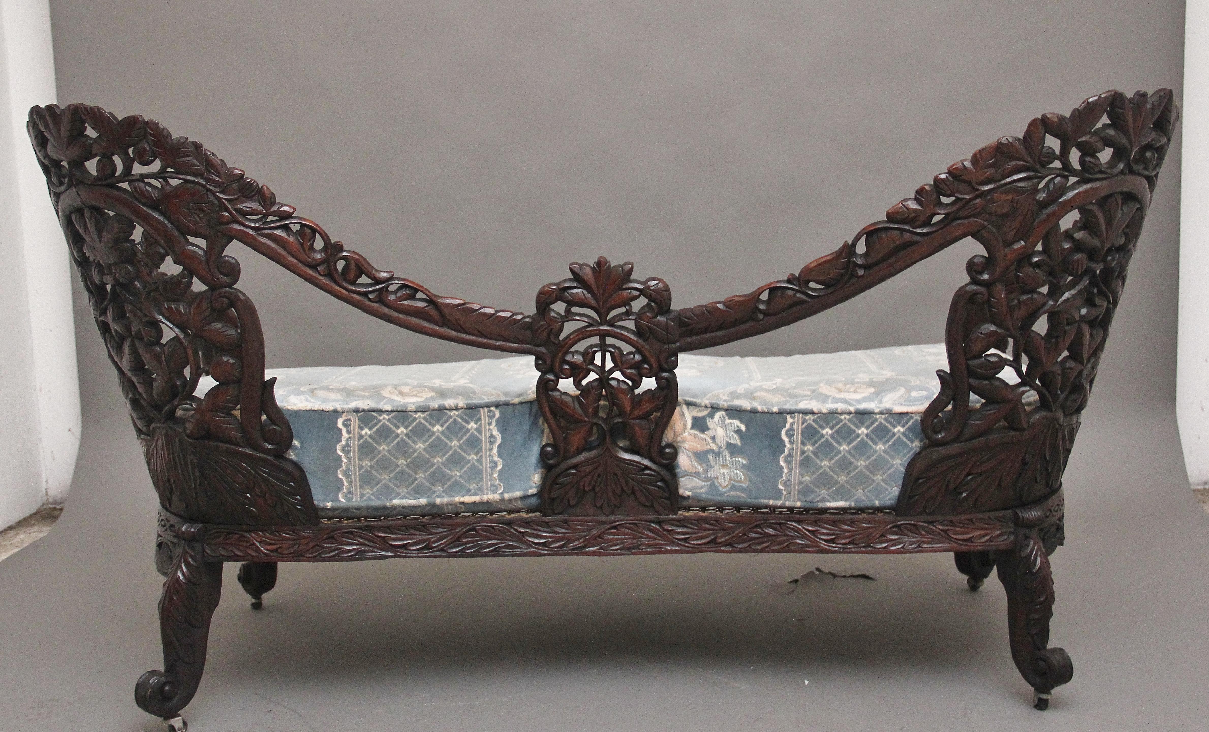 19th Century Anglo Indian carved sofa For Sale 5
