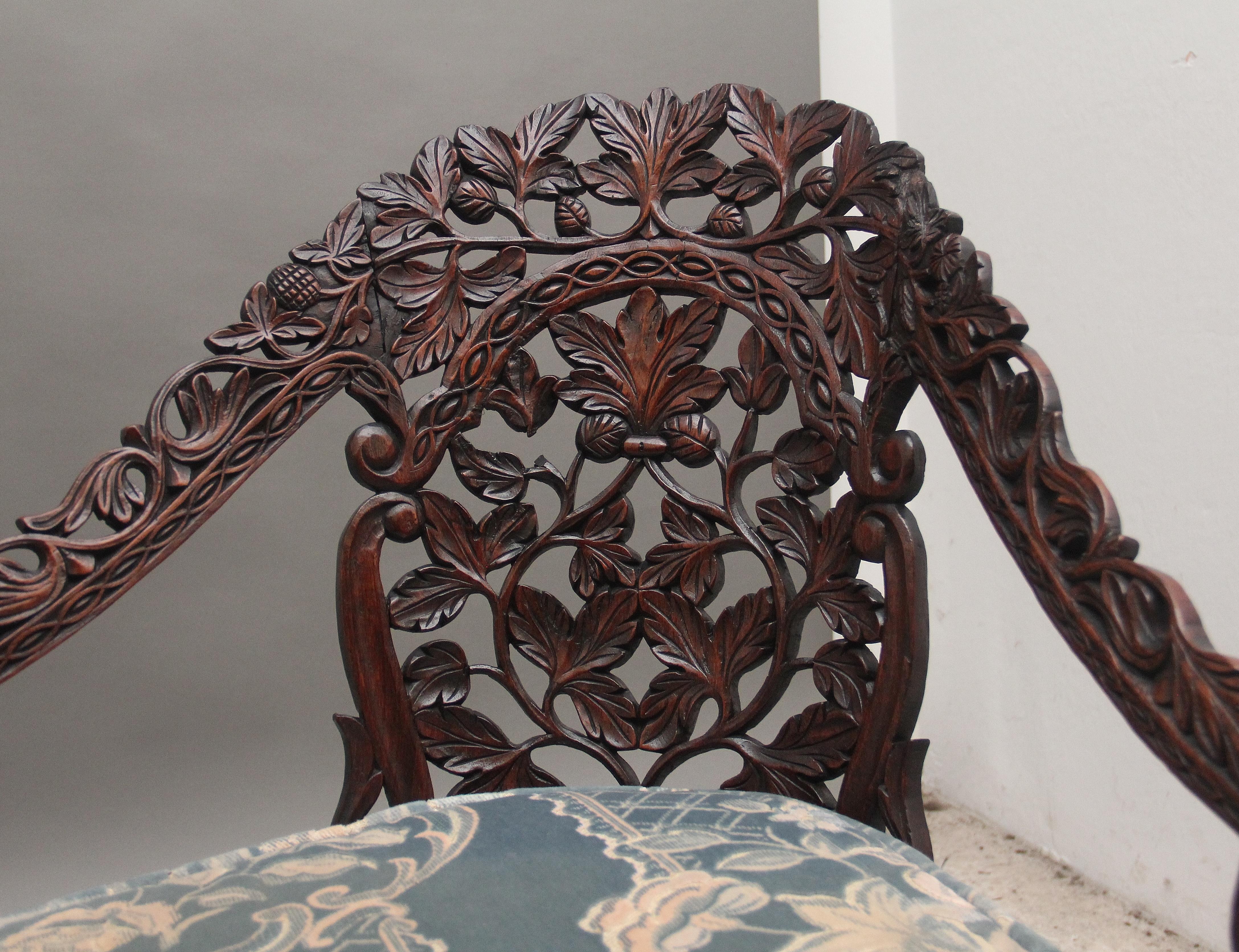 19th Century Anglo Indian carved sofa For Sale 1