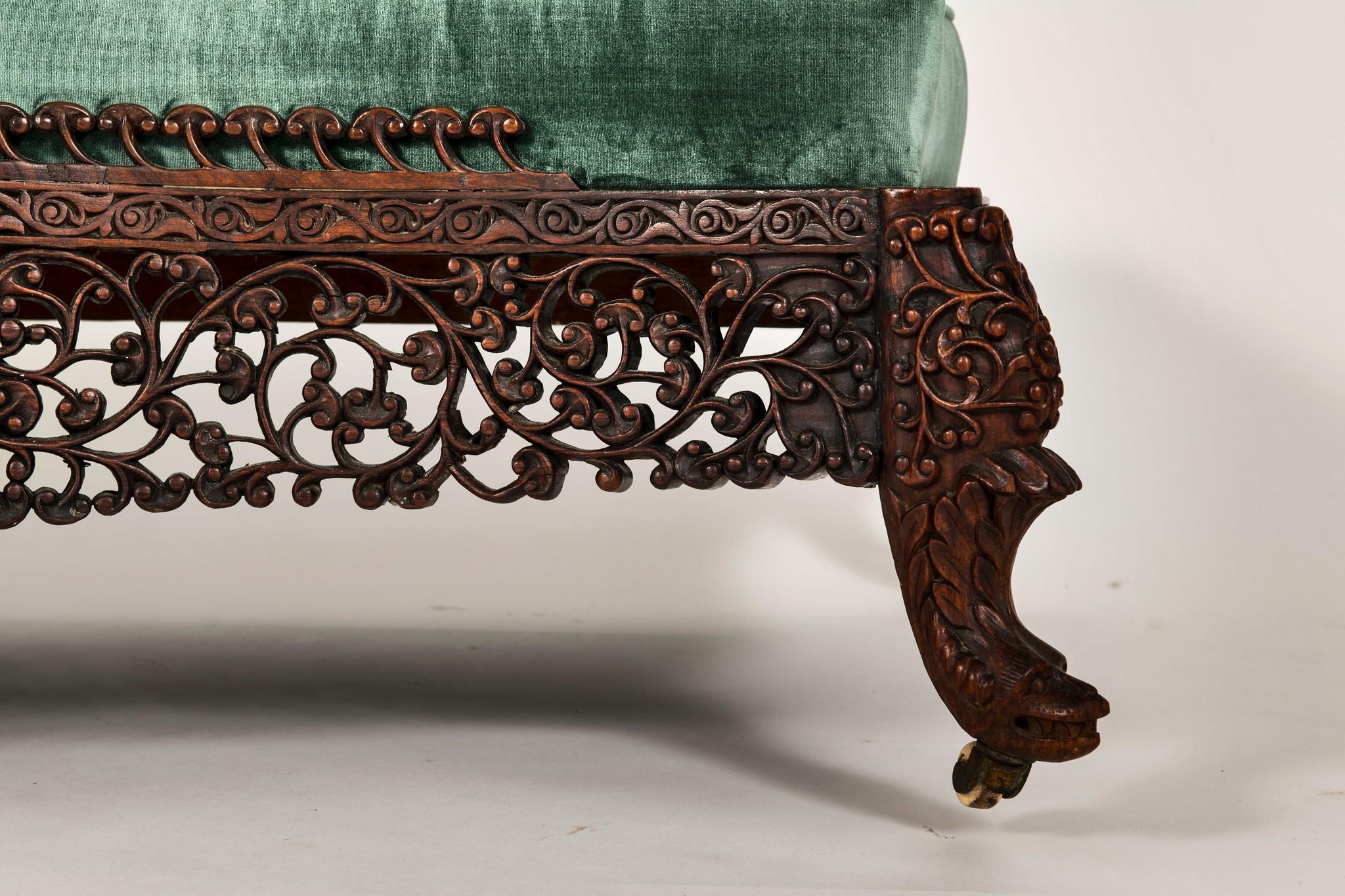 Carved 19th Century Anglo-Indian Chaise