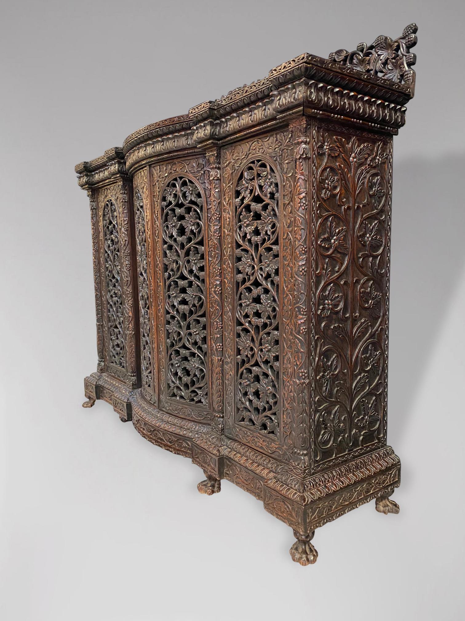British 19th Century Anglo-Indian Colonial Carved Rosewood Dresser